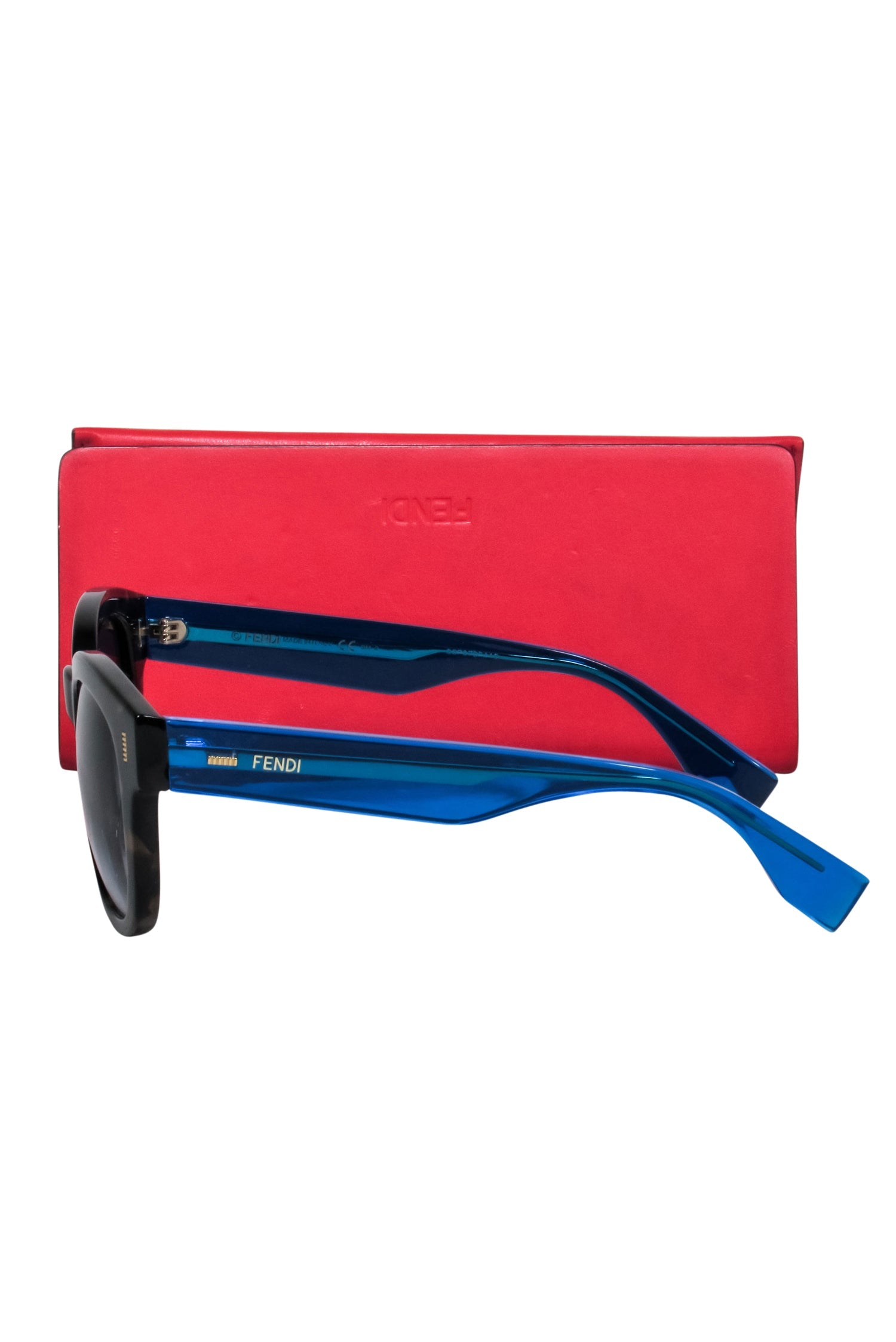 Fendi Irresistible Brown Tortoise Sunglasses with Iridescent Blue Legs
