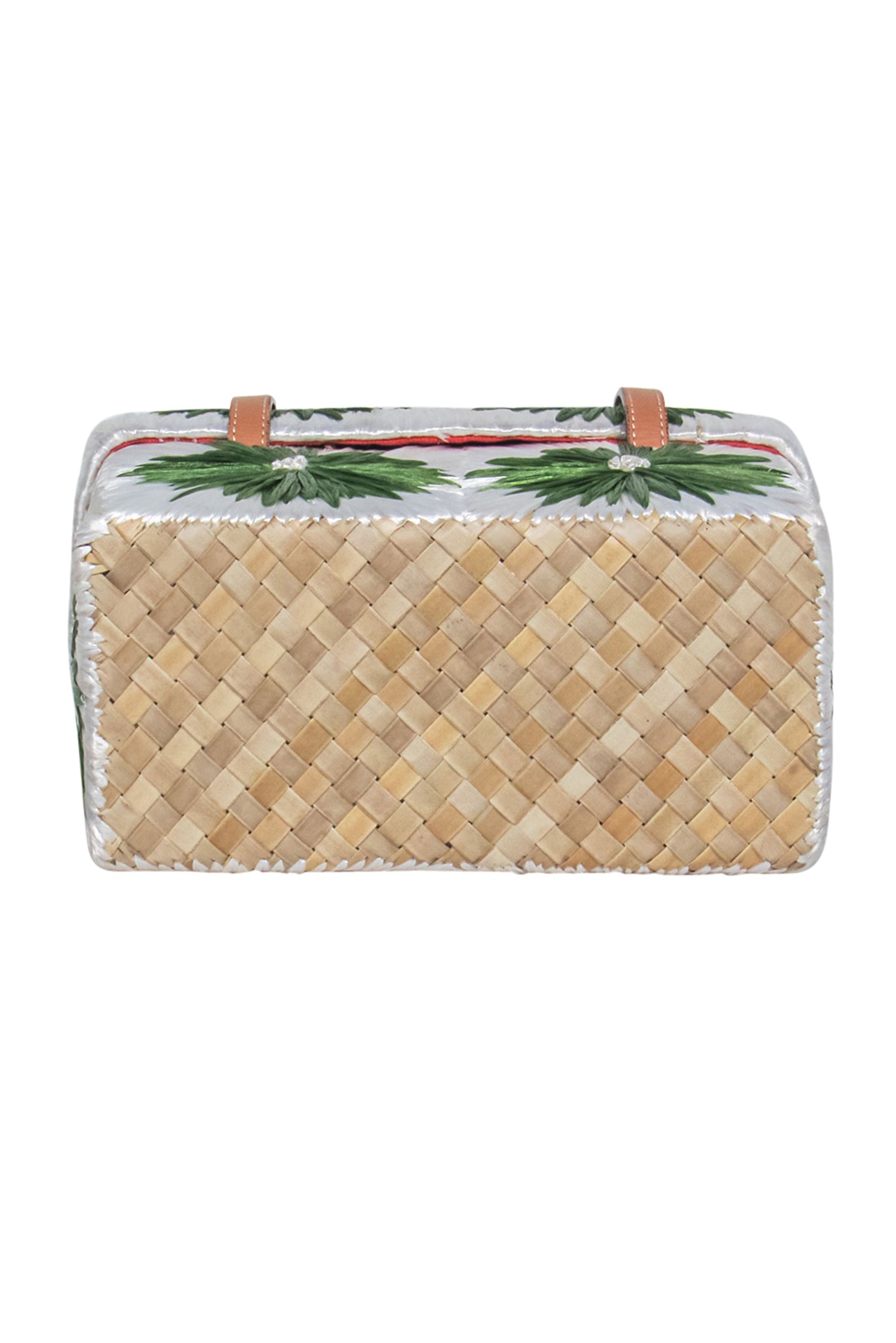 Kate Spade's Stunning Green & Ivory Floral Straw Handbag