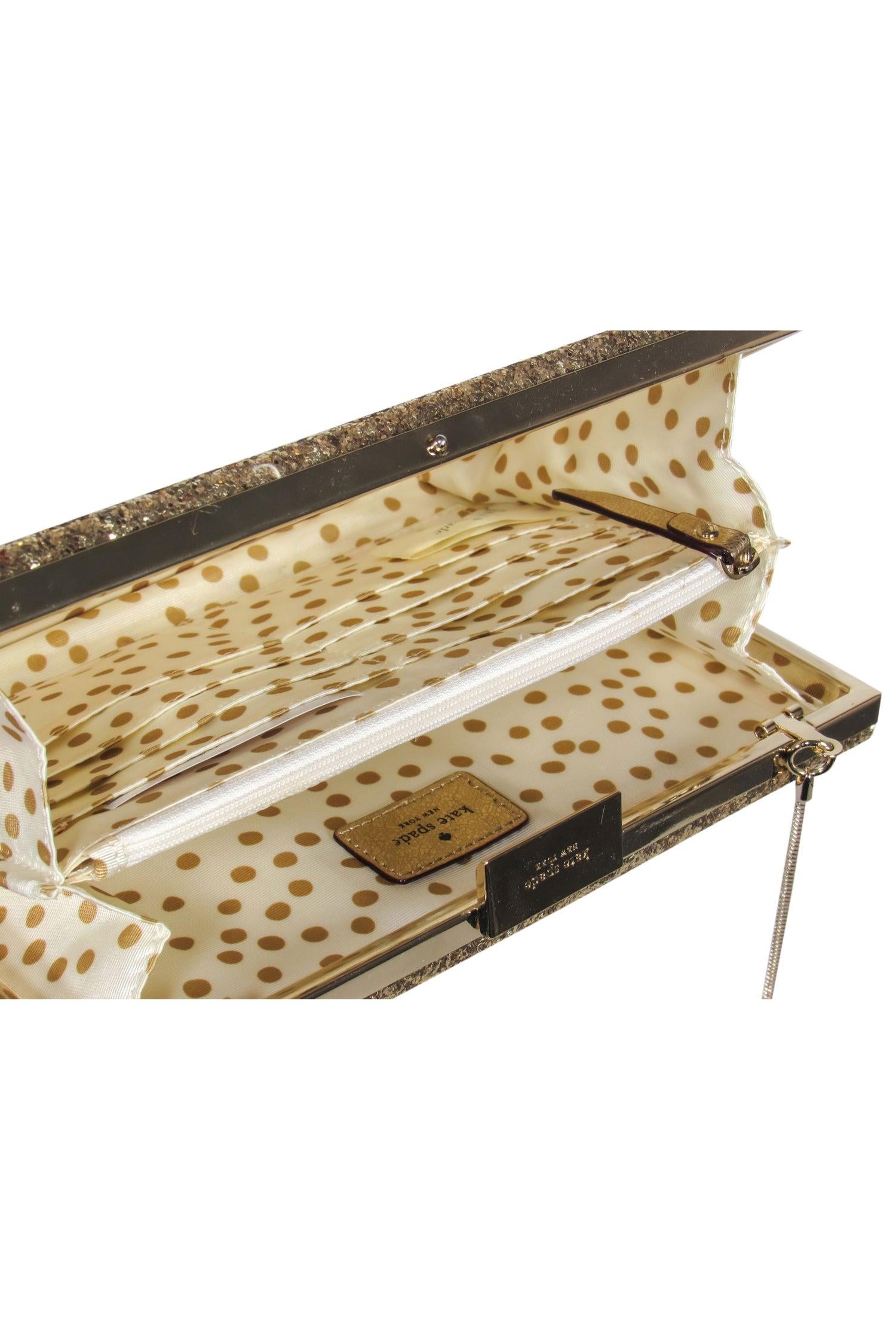 Kate Spade Gold Glitter Magic Convertible Box Clutch