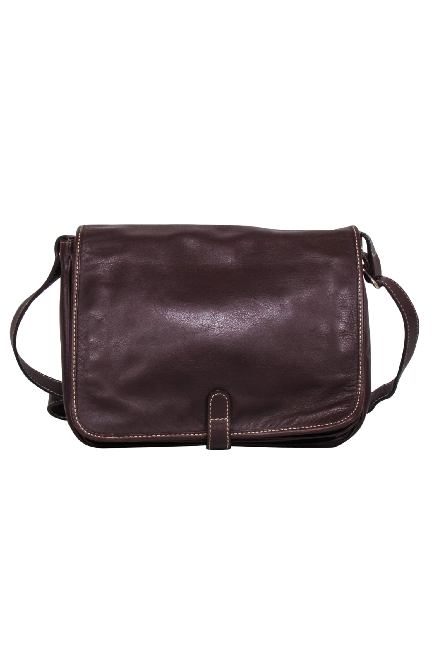 Carolina Herrera Brown Leather Fold-Over Crossbody Bag - Chic & Functional