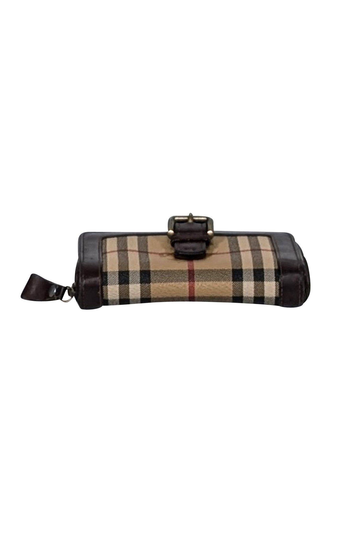 Burberry - Chic Beige Tartan Plaid & Brown Leather Trim Wallet