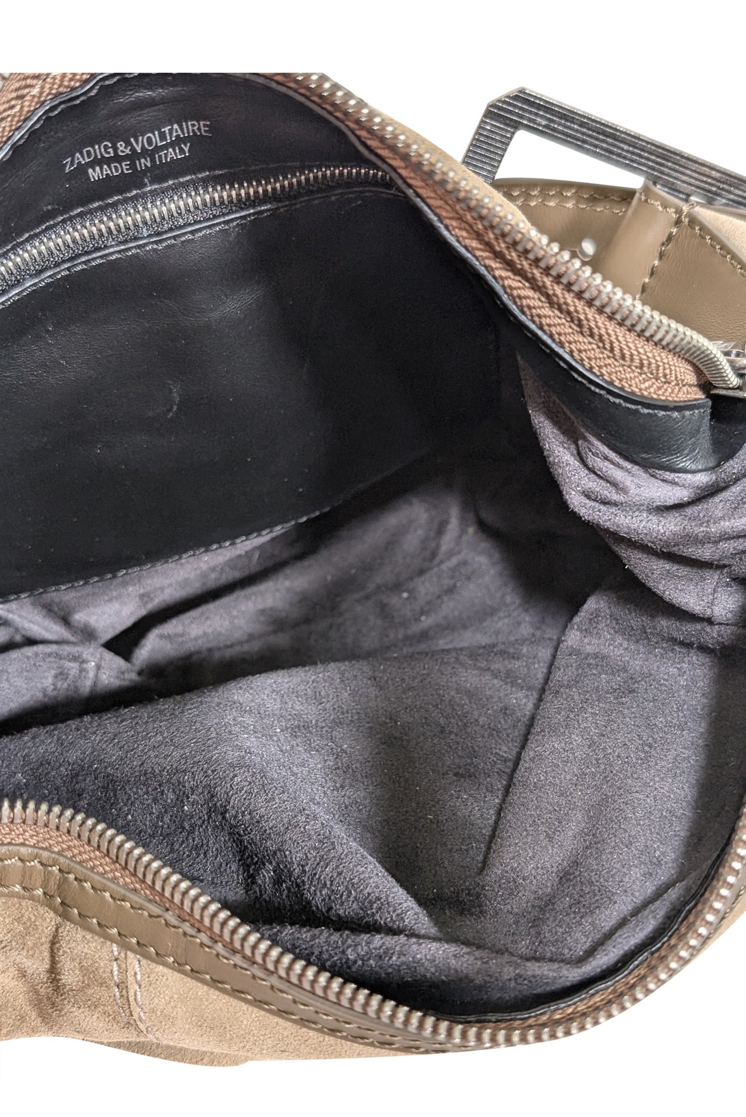 Zadig & Voltaire - Edgy Beige Suede Patchwork La Cecilia Shoulder Bag
