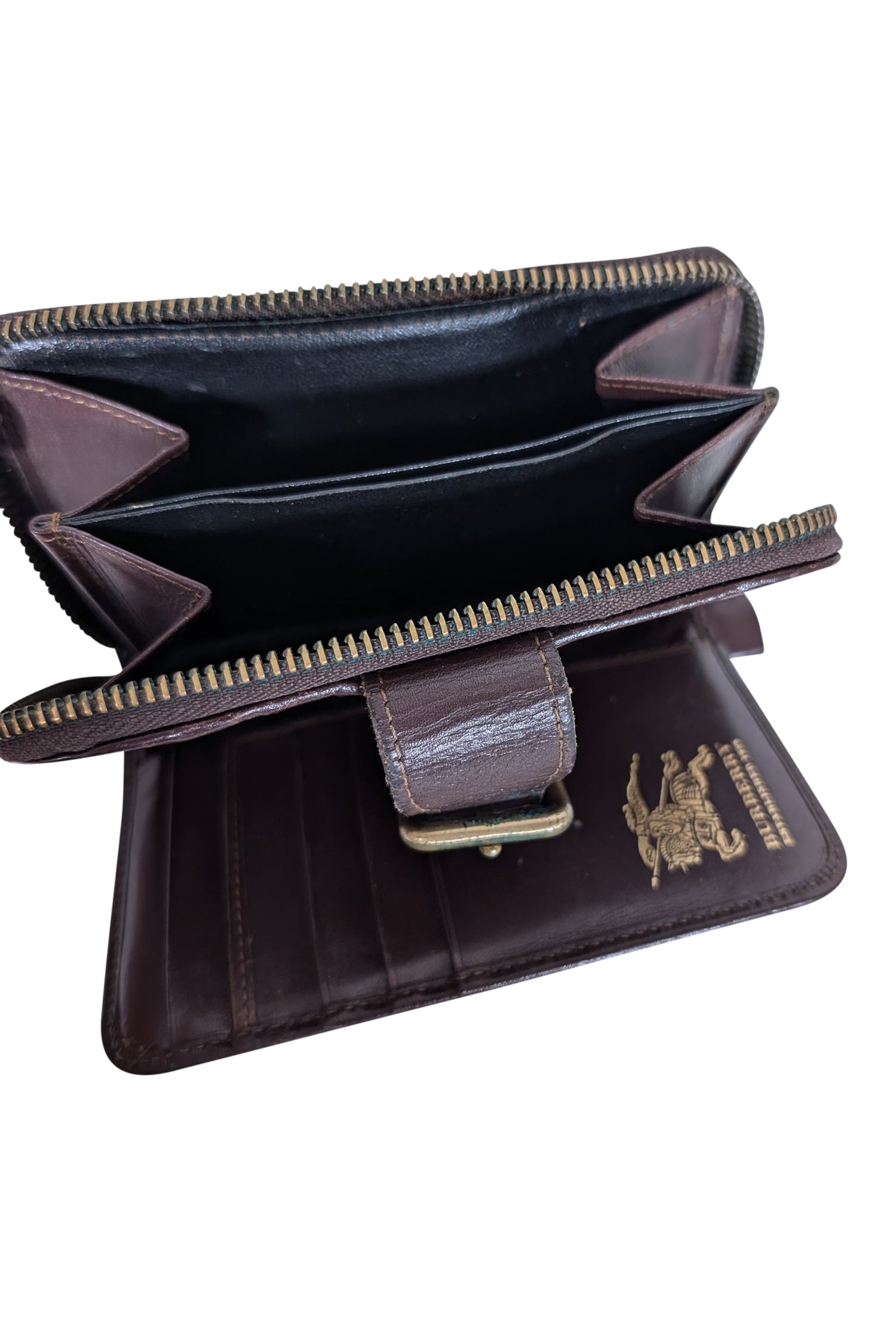 Burberry - Chic Beige Tartan Plaid & Brown Leather Trim Wallet