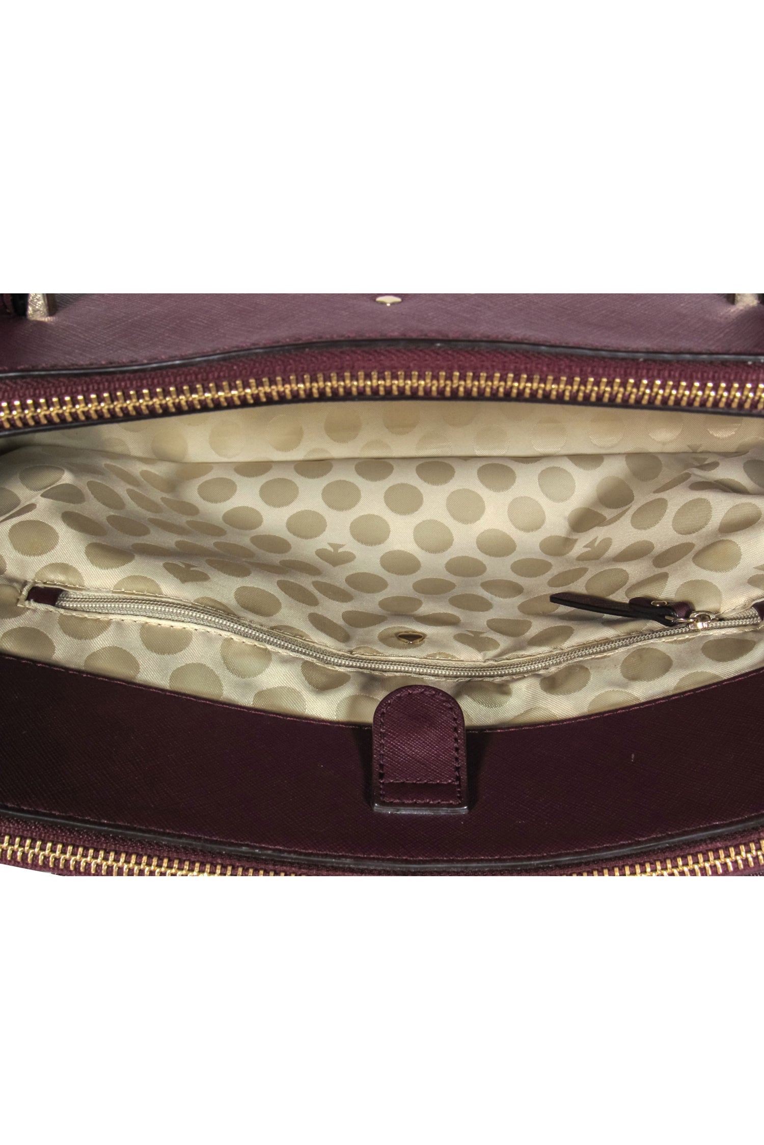 Kate Spade Luxury Burgundy Double Zipper Large Tote Bag - A Must - Have for Work!