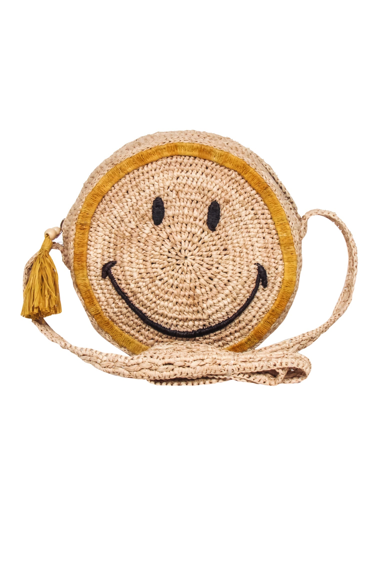 Vanessa Bruno x Smiley: Beige & Yellow Straw Smiley Face Crossbody Bag - Your Must - Have Summer Accessory