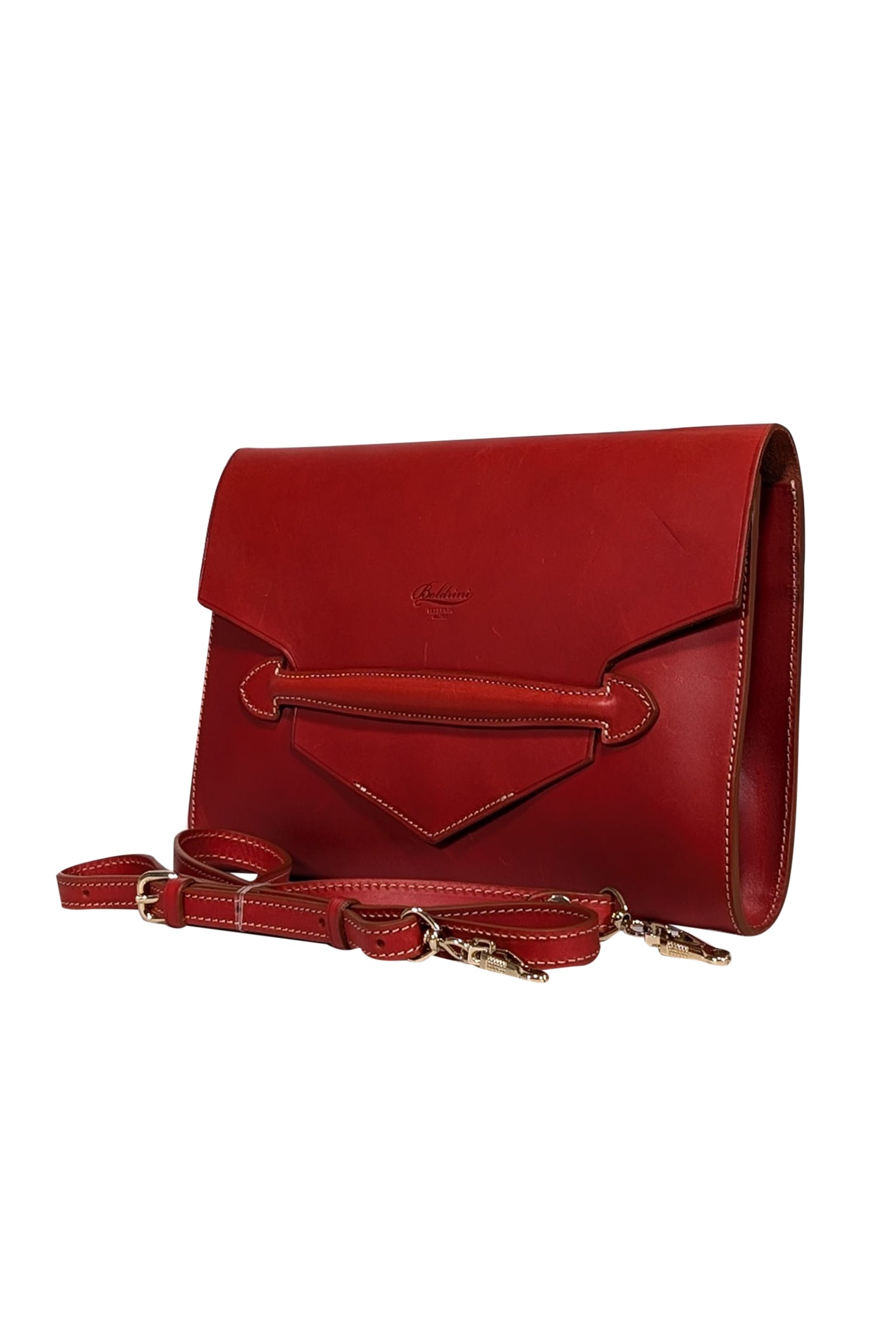 Boldrini Ruby Red Leather Envelope Clutch - A Statement Piece