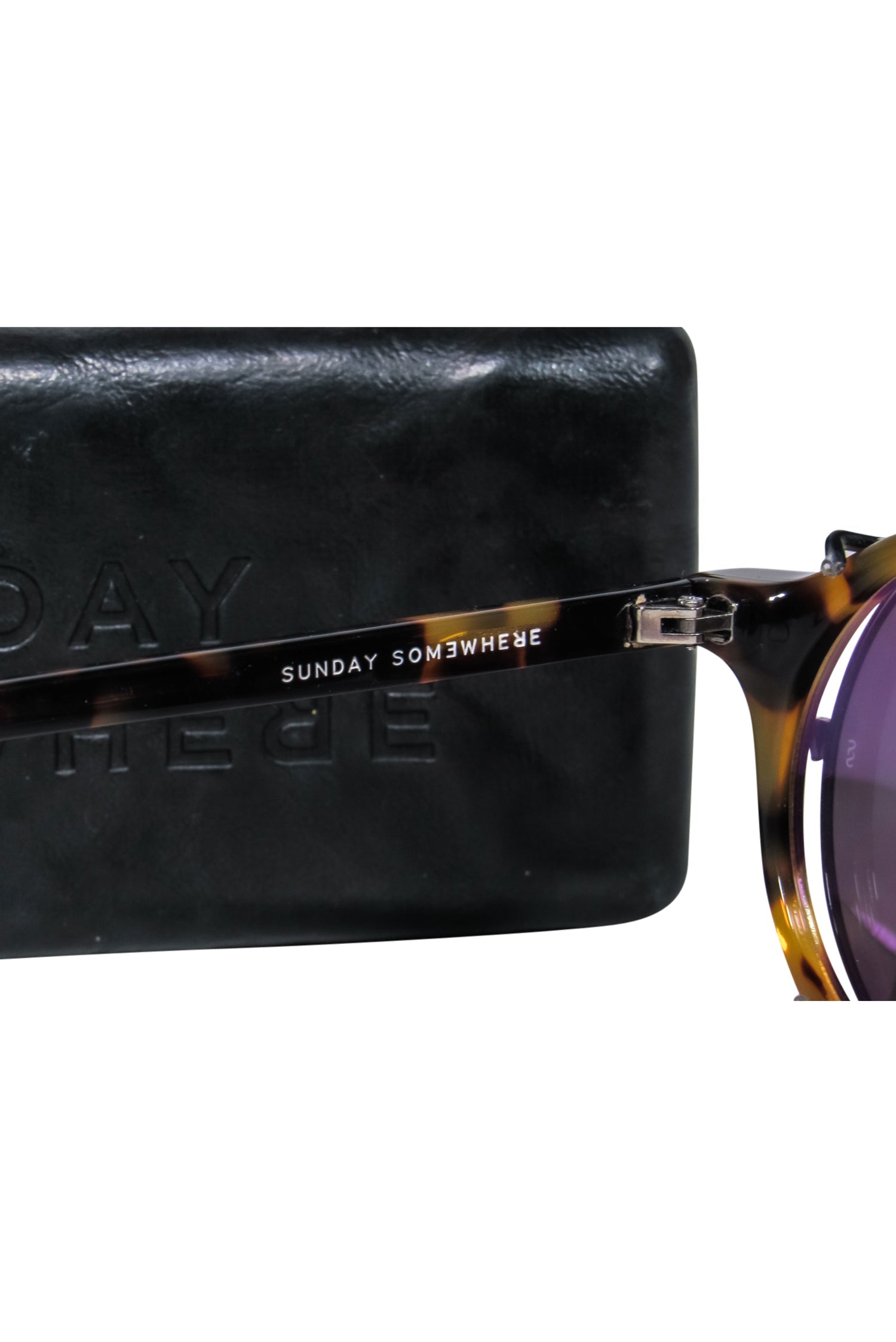 Sunday Somewhere - Stylish Brown Tortoise Shell Round Sunglasses with Brow Bar