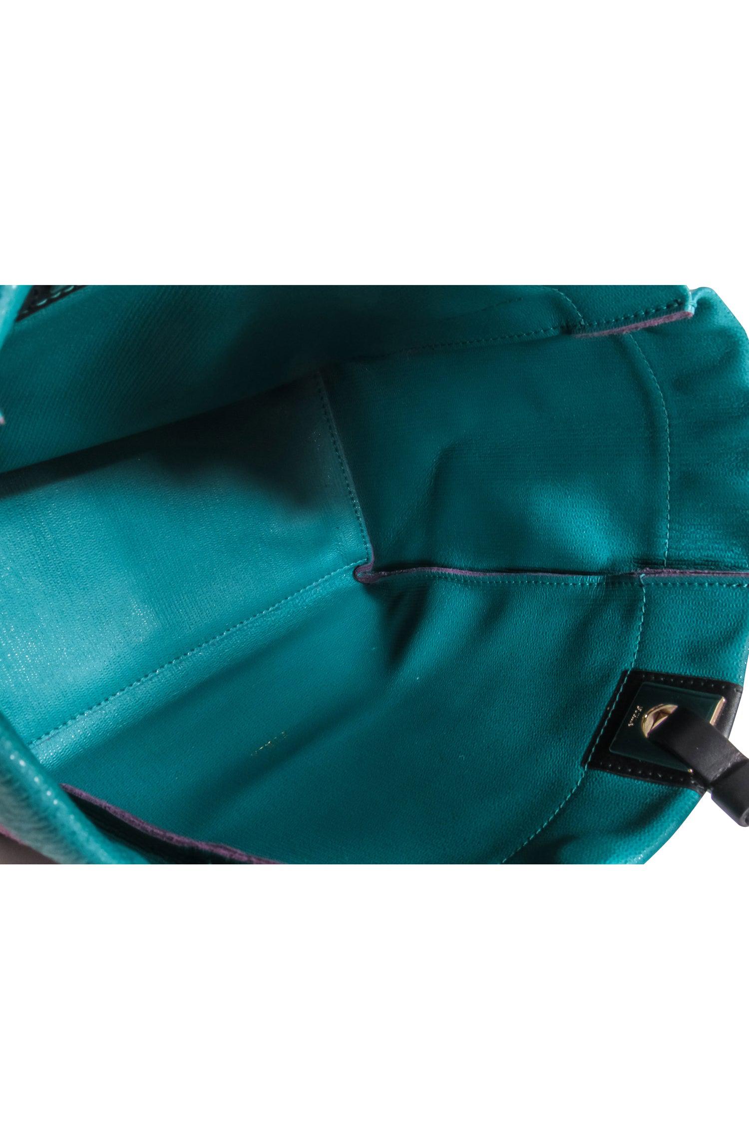 Furla - Stunning Purple Suede & Teal Leather Mini Tote Bag