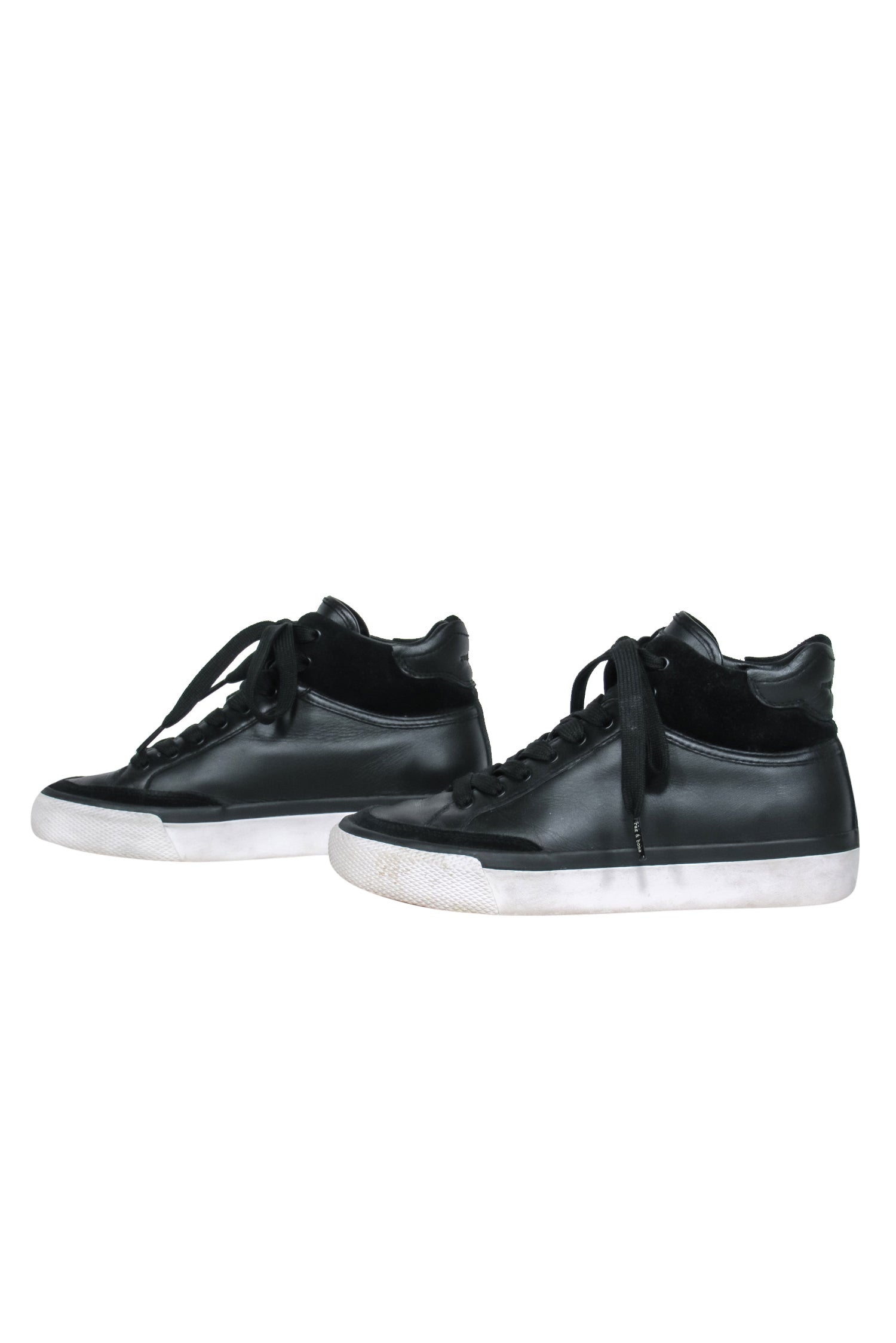 Rag & Bone - Stunning Black Leather & Suede High Top Platform Sneakers, Size 6.5
