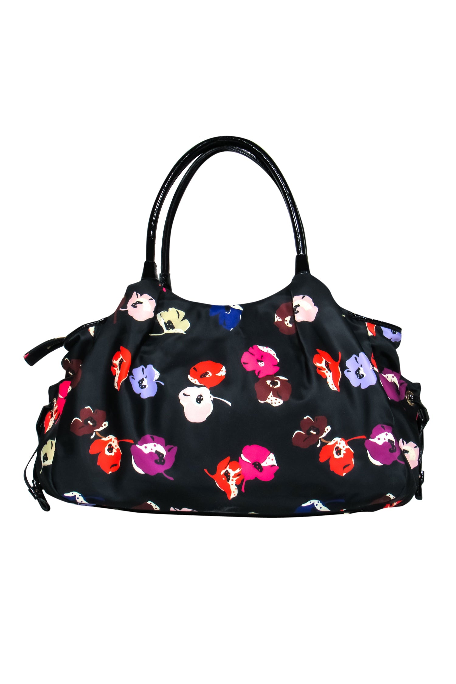 Kate Spade - Chic Black Floral Nylon Stevie Baby Tote Bag