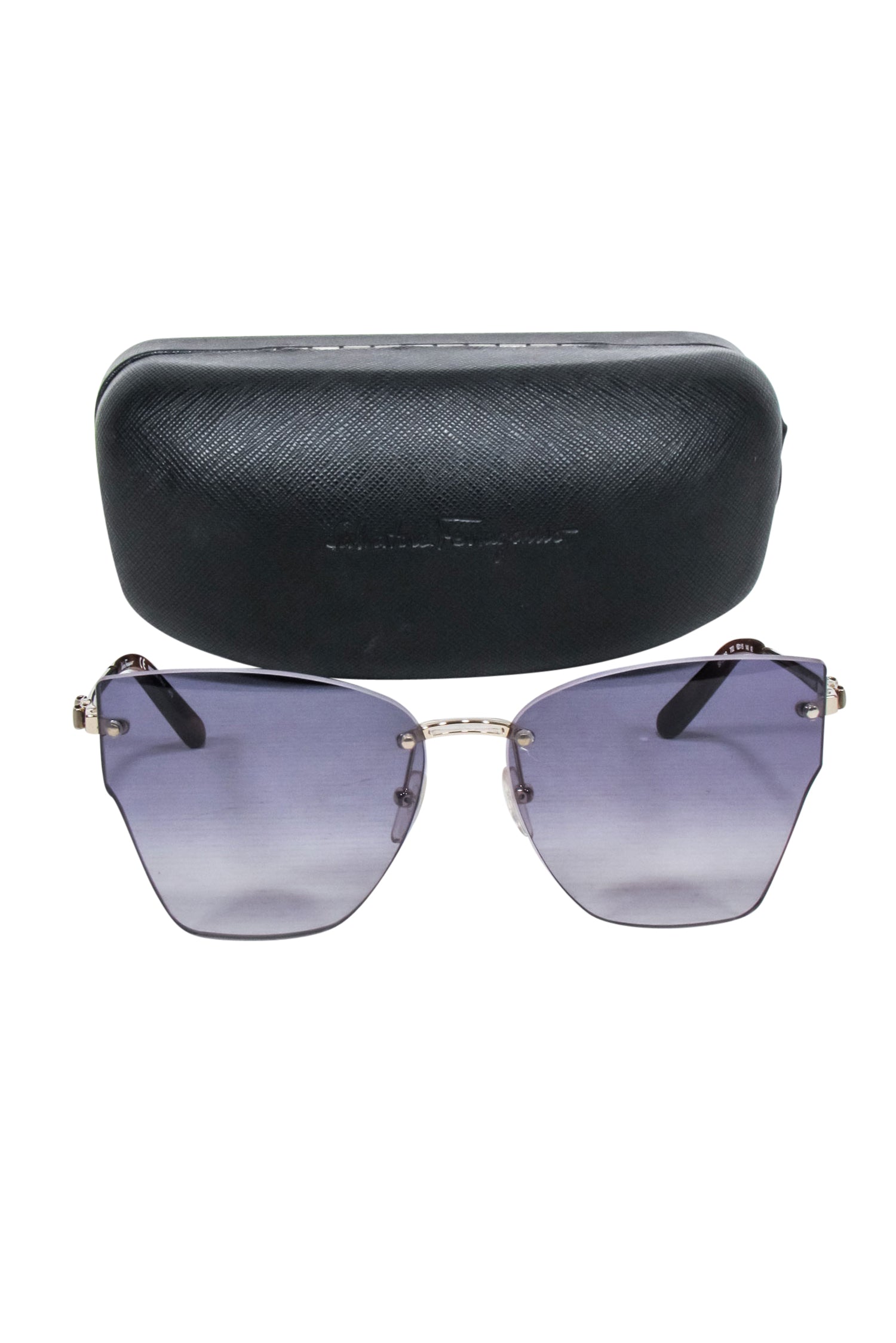 Ferragamo Gradient Purple Lens Oversized Frameless Sunglasses - Be a Style Star!