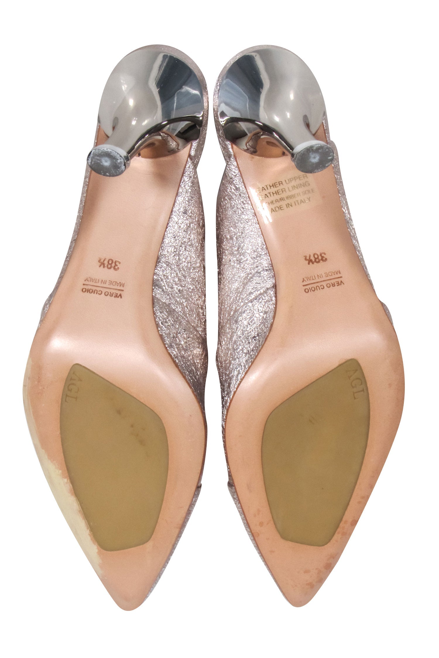 AGL Rose Gold Leather Mule Heels - Size 8.5 - Irresistible Date Night Essential