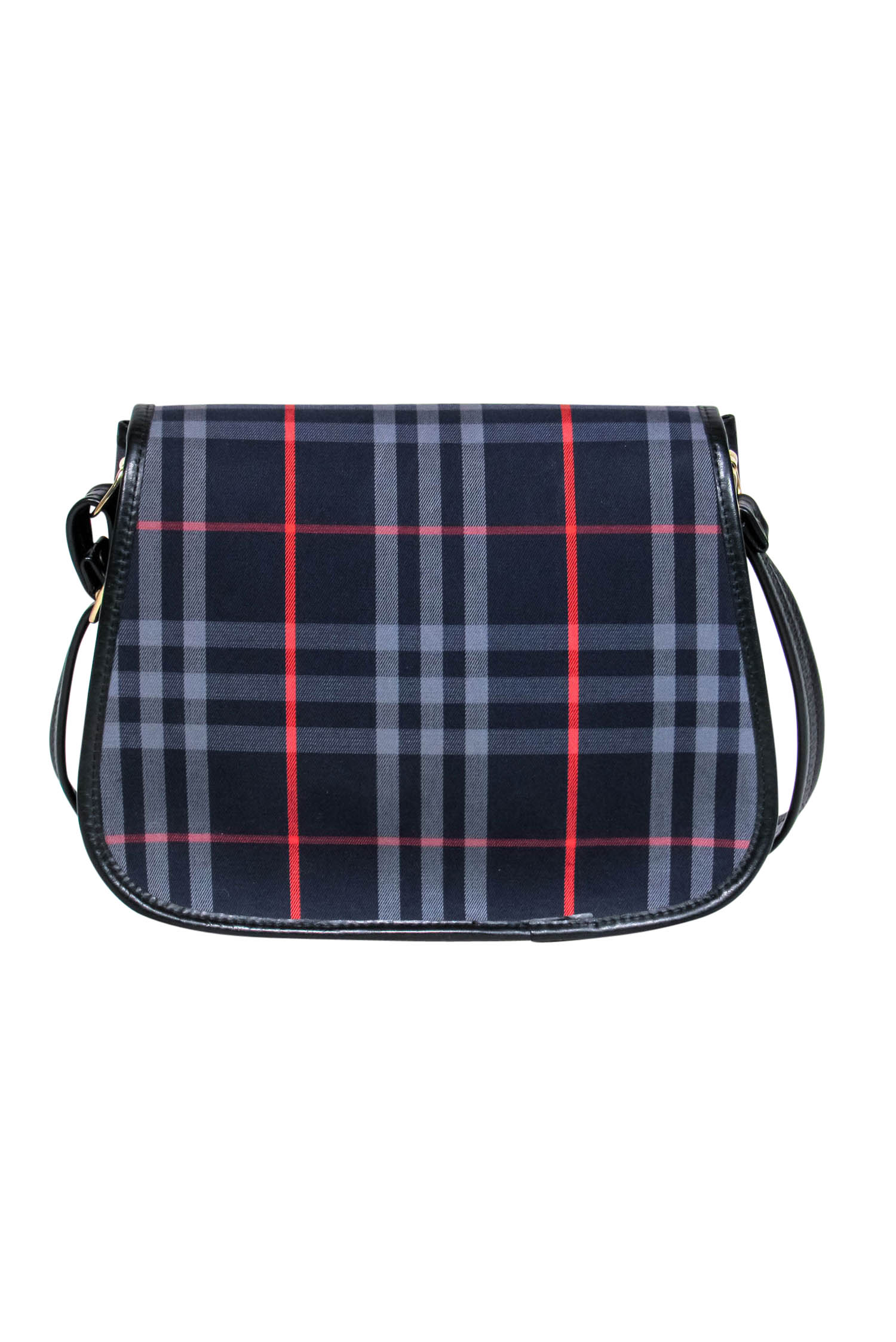 Burberry Vintage Navy & Red Tartan Saddle Crossbody - A Timeless London Treasure