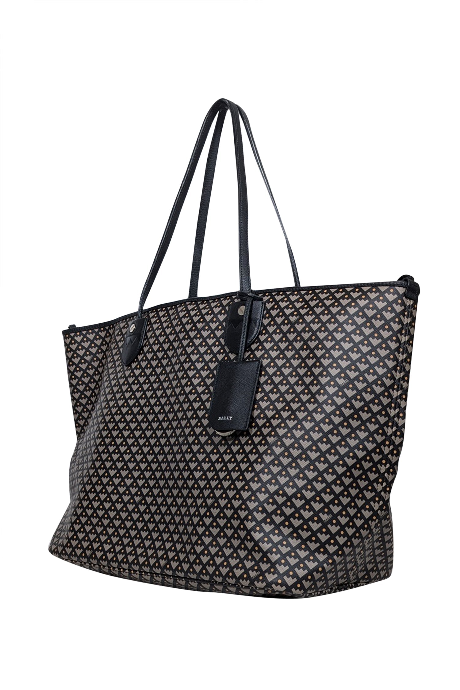 Bally - Stunning Black & Taupe Geo Print Tote Bag