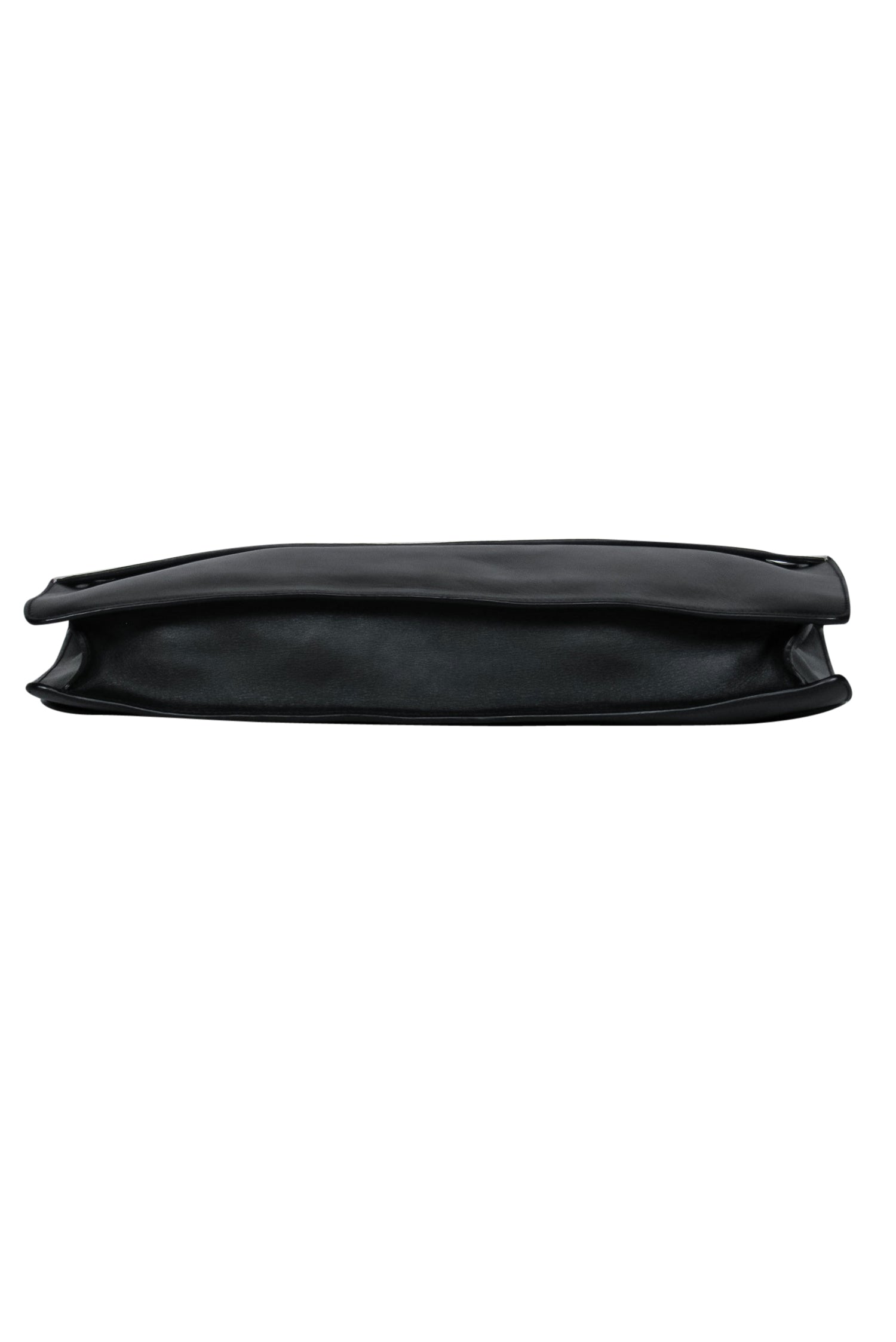 Vince's Stunning Two-Tone Leather Snap Clutch with White Handle