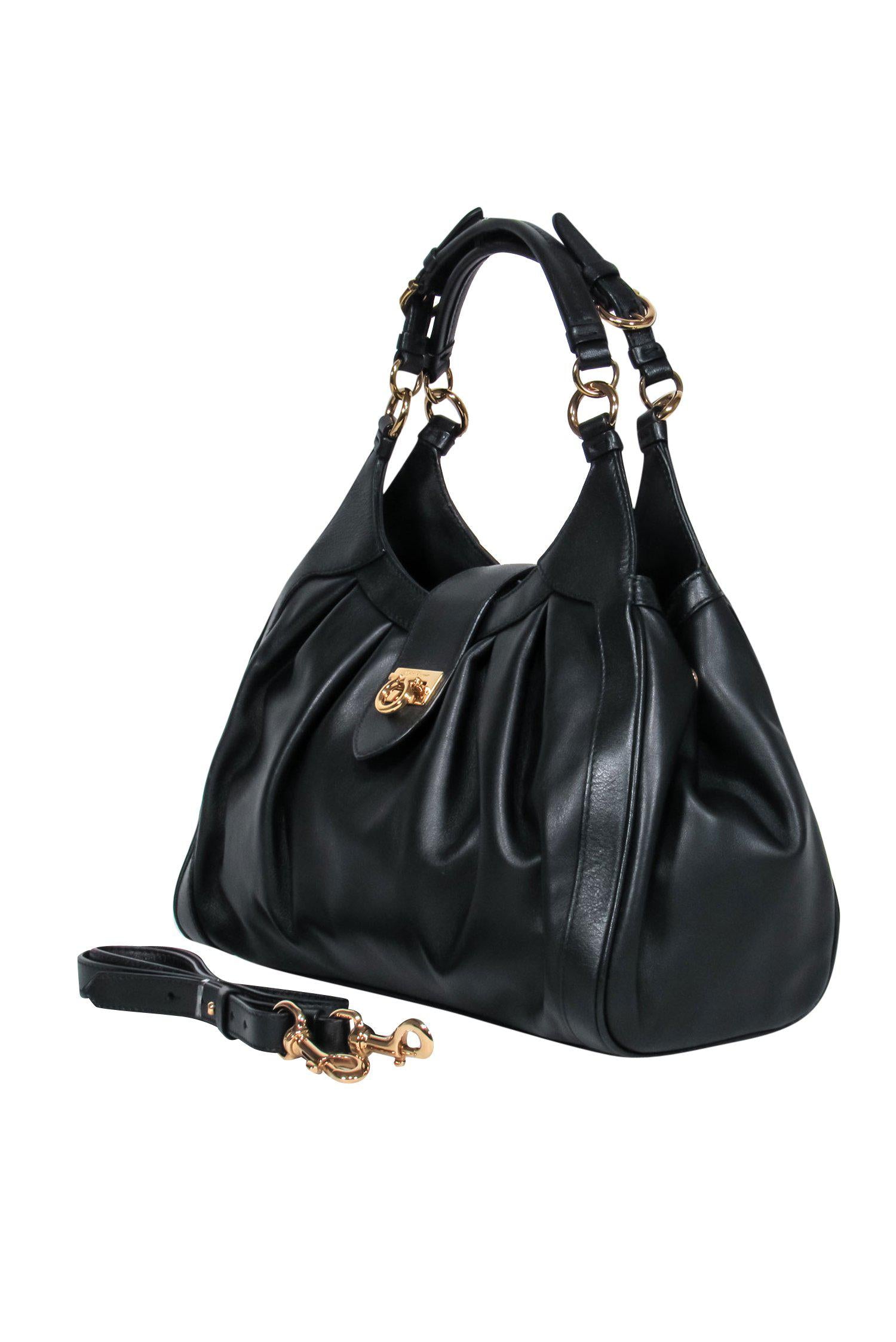 Ferragamo - Stunning Black Leather Convertible Shoulder Bag