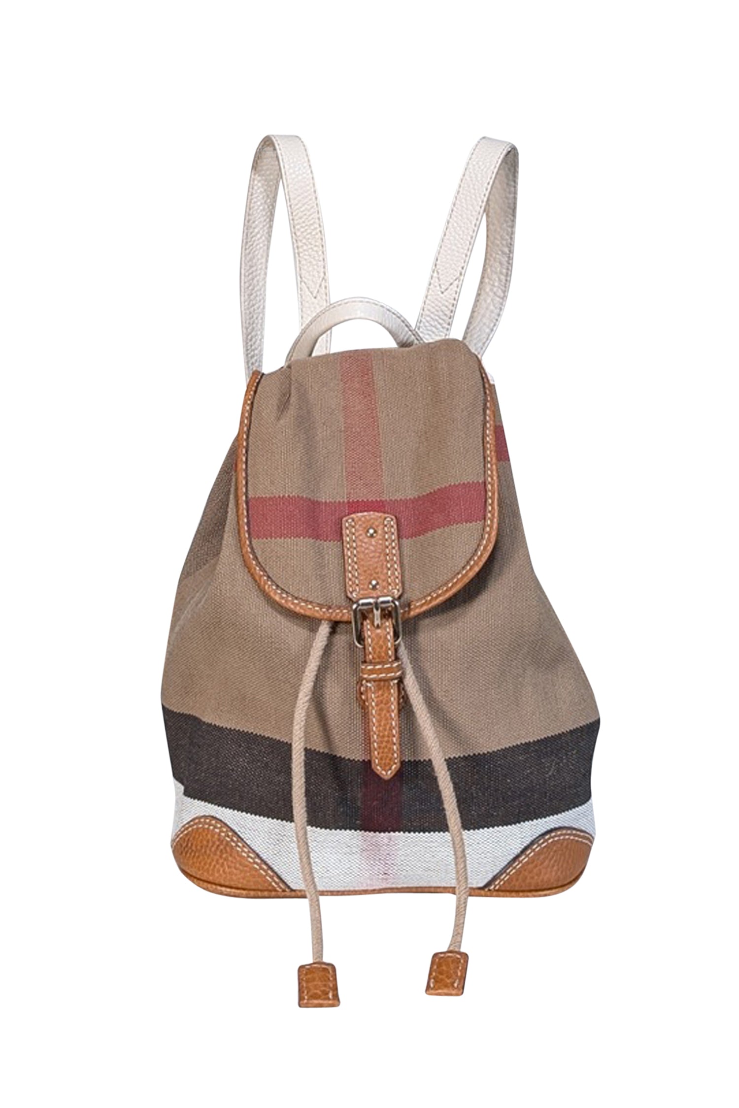 Burberry's Chic Beige Signature Plaid Mini Drawstring Backpack
