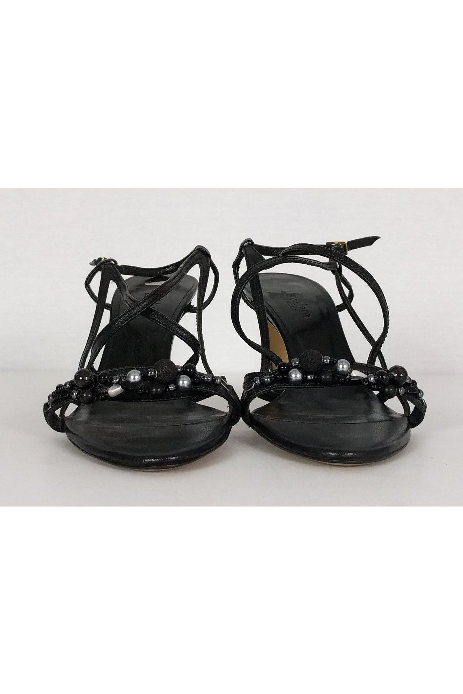 Max Mara Black Strappy Beaded Sandals - Size 11 - A Must-Have!