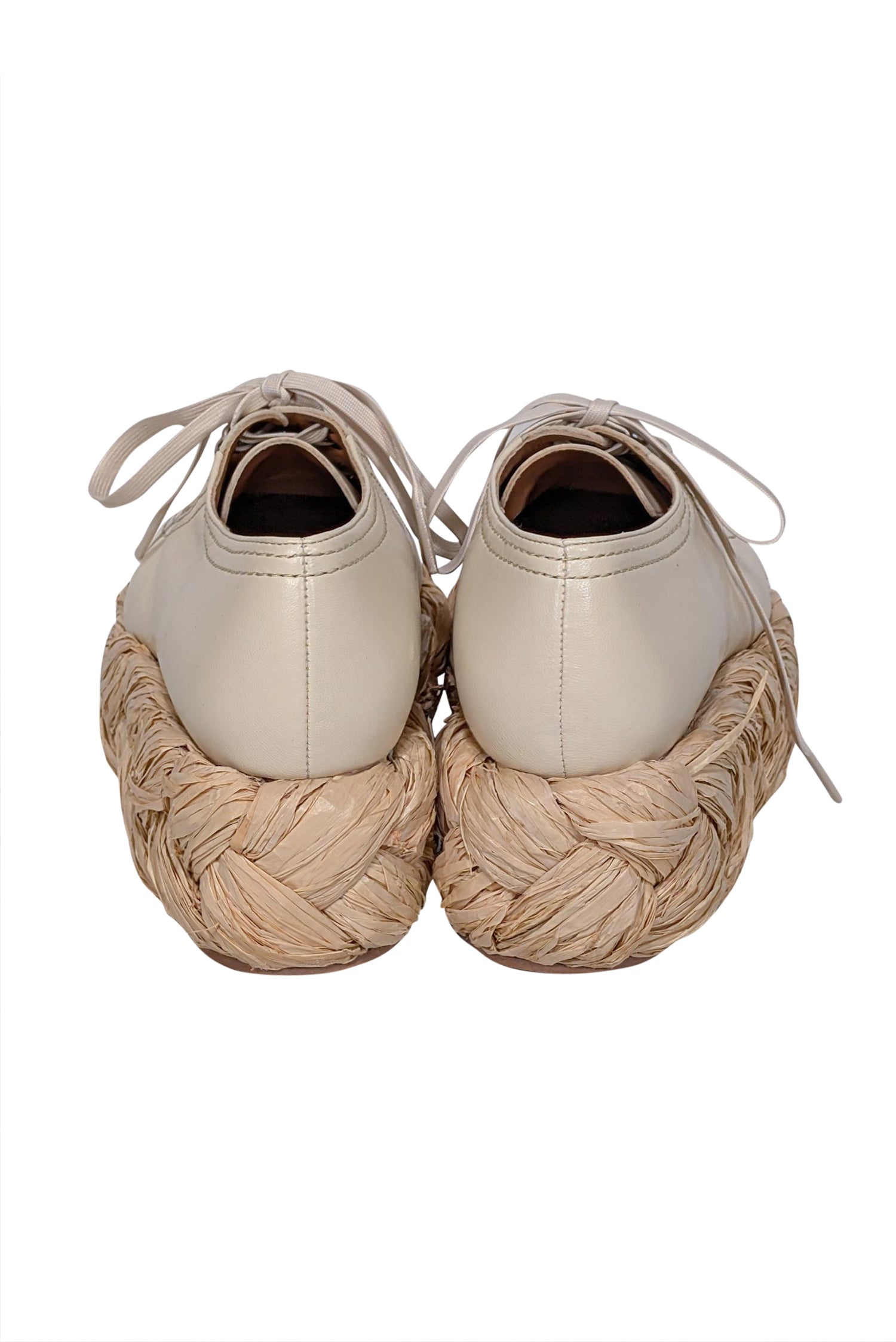 Clergerie Paris - Stunning Beige Leather & Woven Straw Platform Sneakers, Size 8