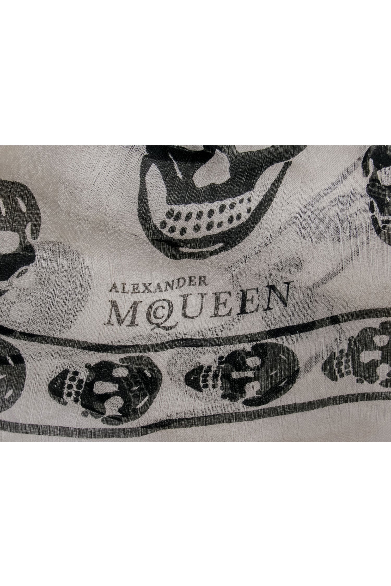 Alexander McQueen - Stunning Cream & Black Skull Printed Semi-Sheer Silk Scarf