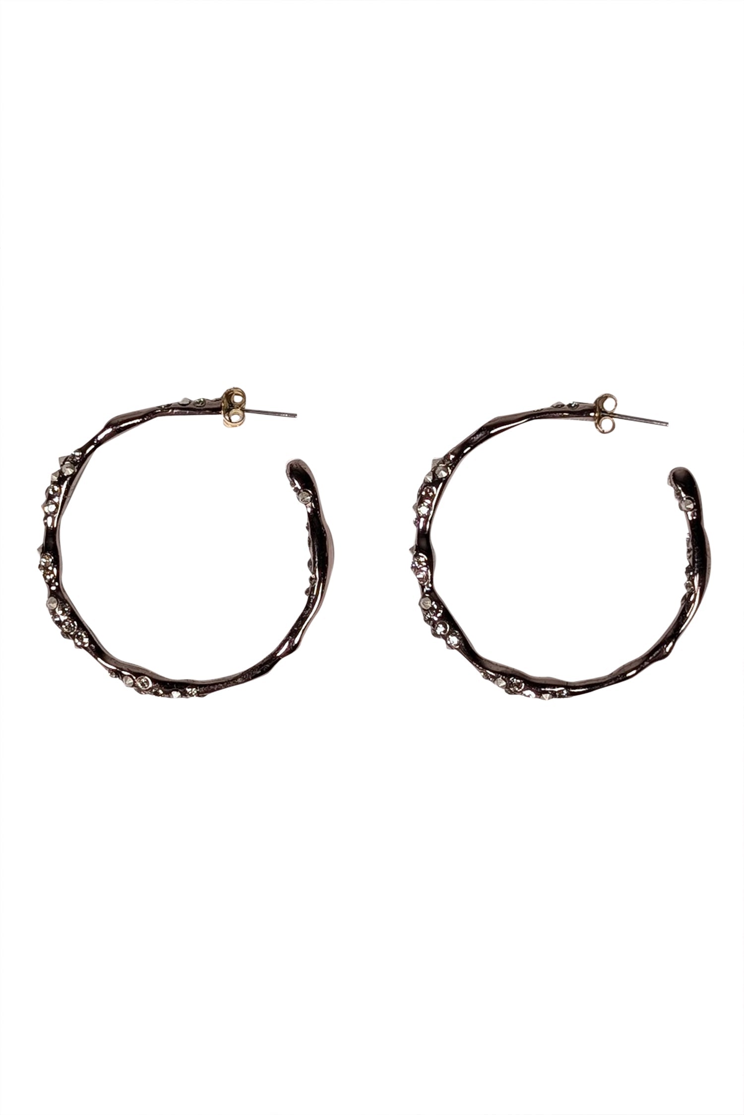 Alexis Bittar Gunmetal Rhinestone Trim Hoop Earrings: Sparkle & Edge!