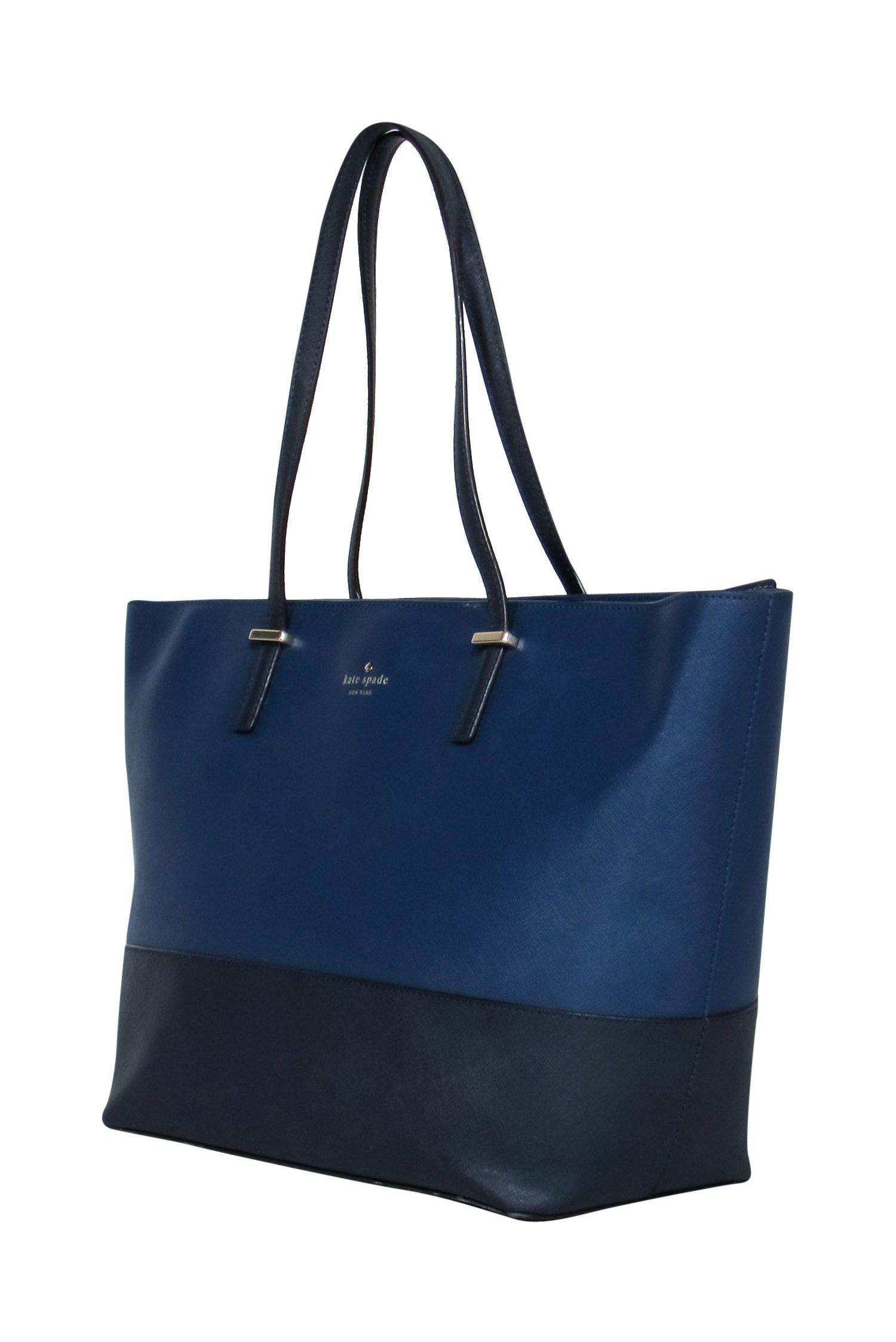 Kate Spade Navy & Black Textured Zippered Tote - A Must-Have Fashion Essential