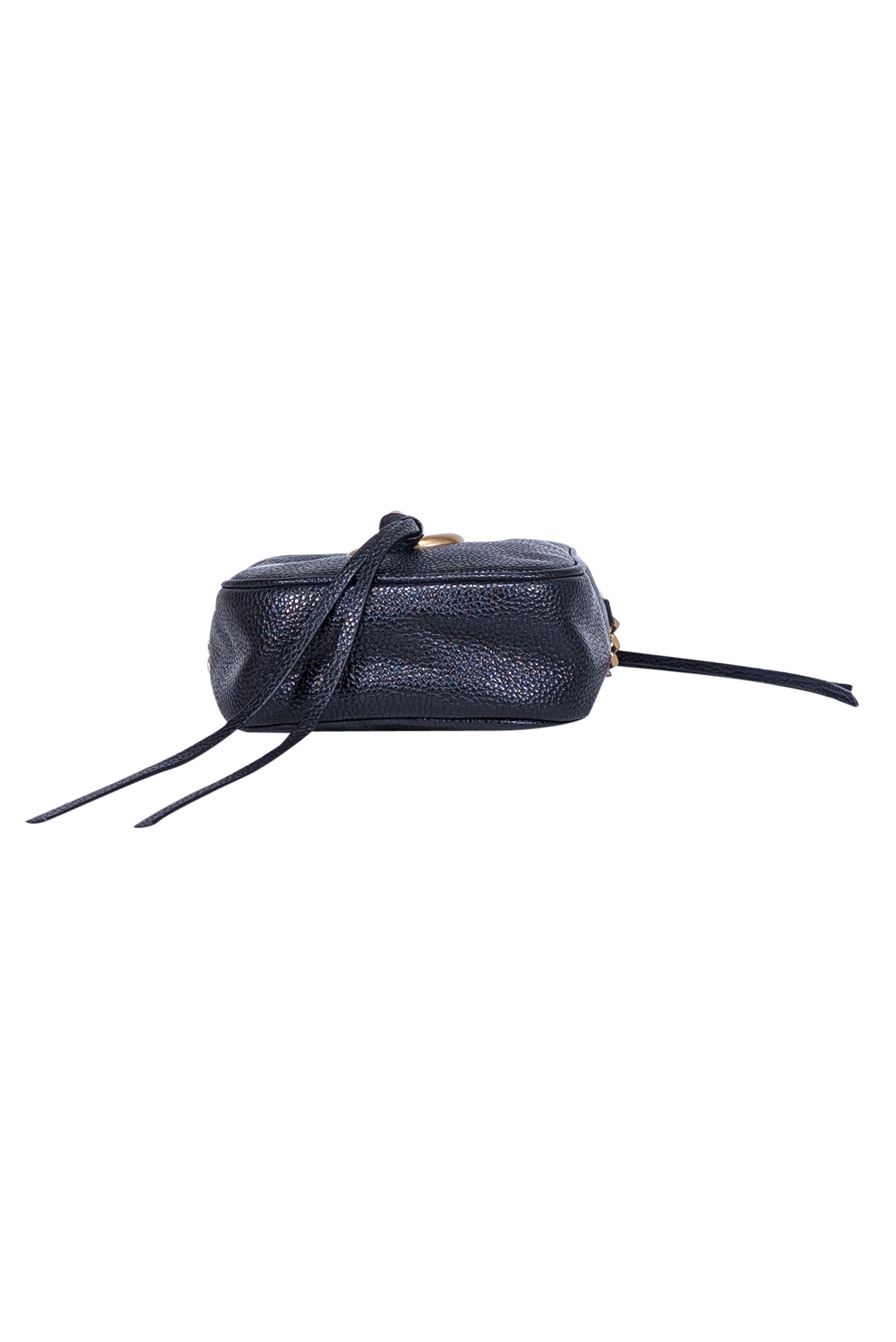 Rebecca Minkoff's Glamorous Black Pebbled Leather Crossbody Bag with Large Front Hook
