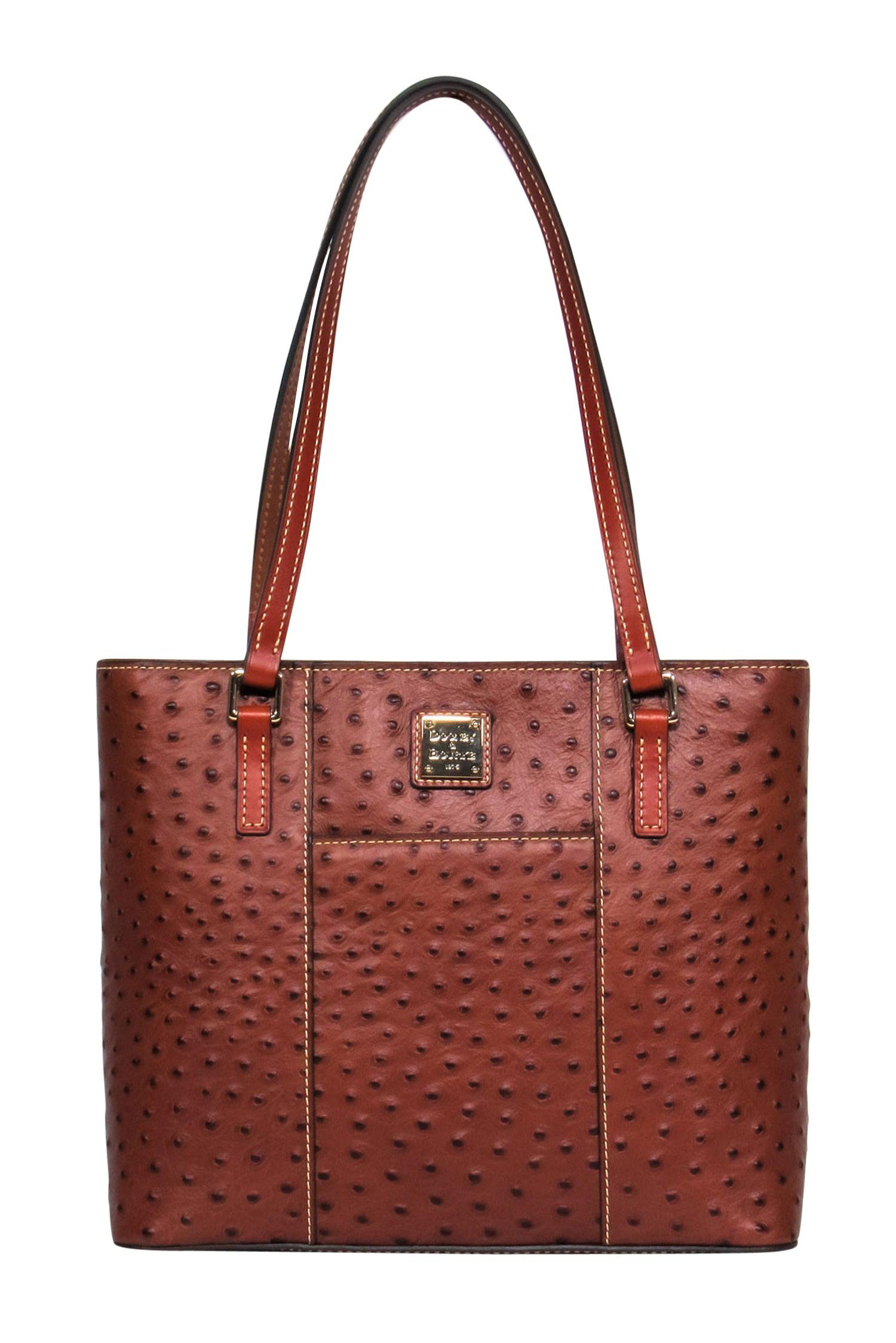 Dooney & Bourke - Stunning Brown Ostrich Leather Shoulder Zipper Tote