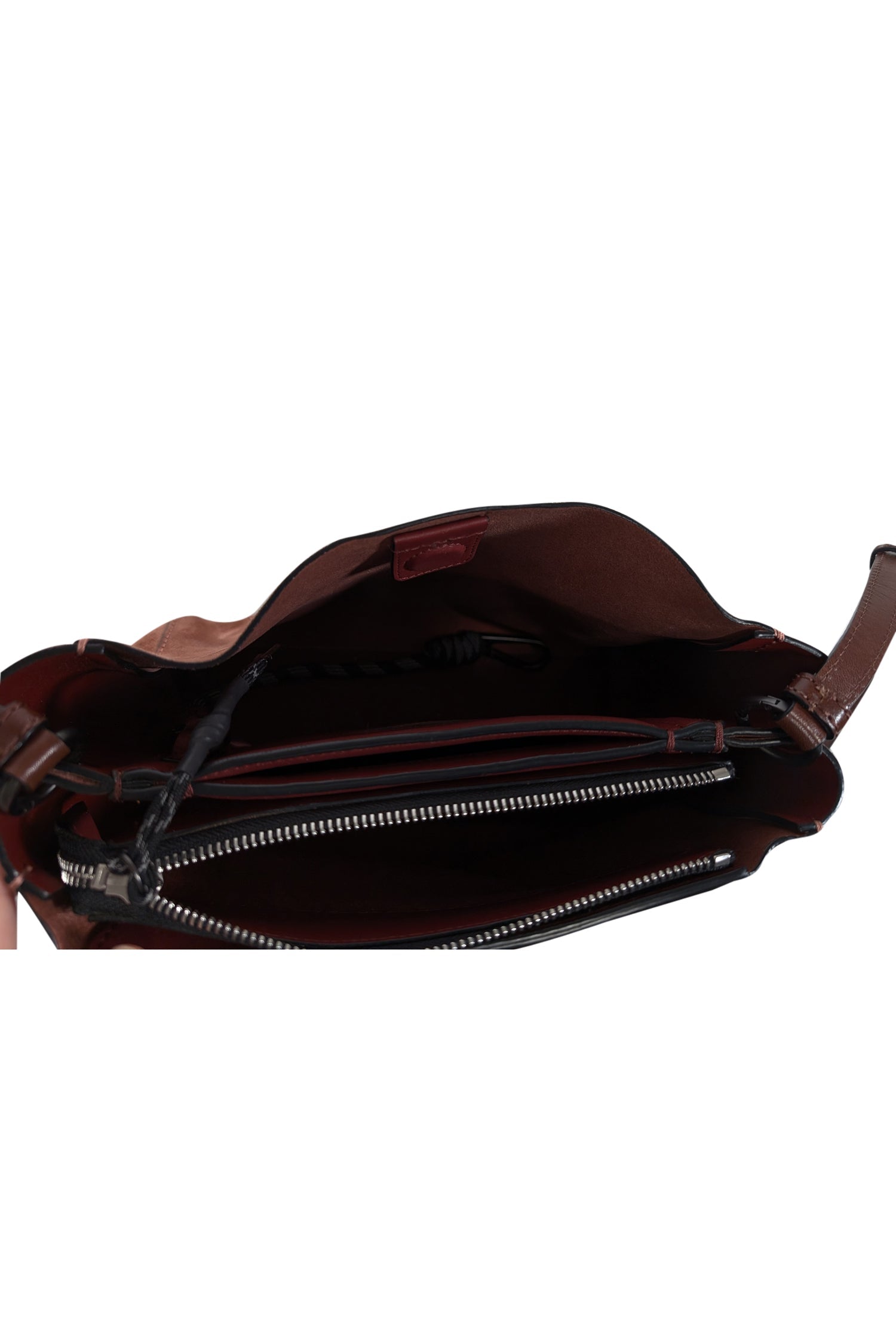 Rag & Bone - Stunning Mauve Suede Crossbody with Red & Brown Leather Accents