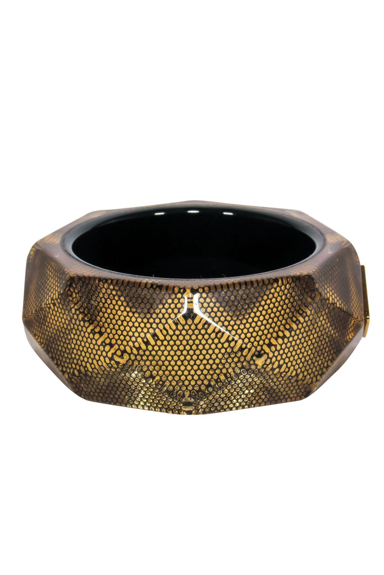 Roberto Cavalli's Glamorous Gold Hexagonal Chunky Bangle