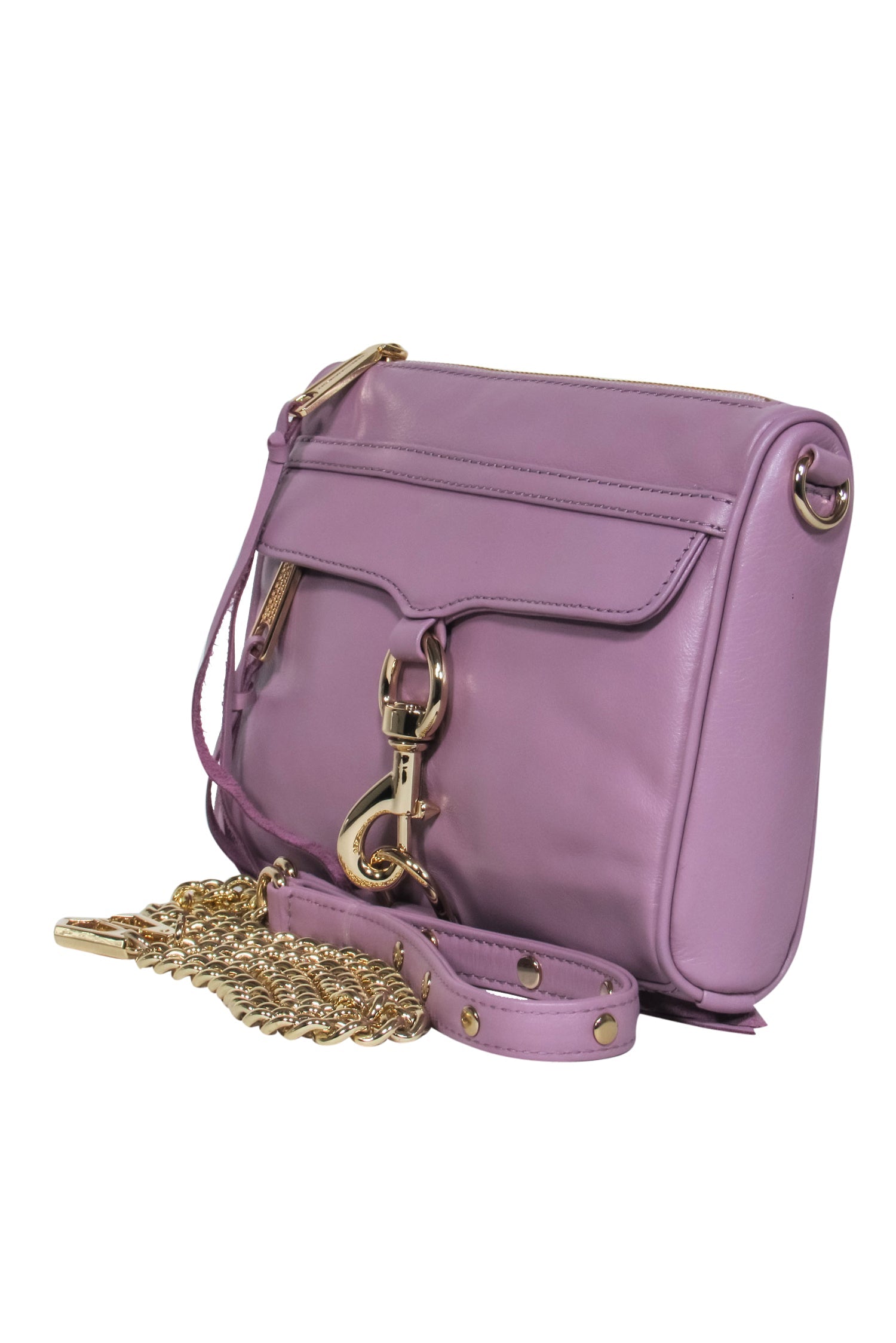 Rebecca Minkoff Lavender Dreamy Leather Crossbody with Lobster Claw Clasp
