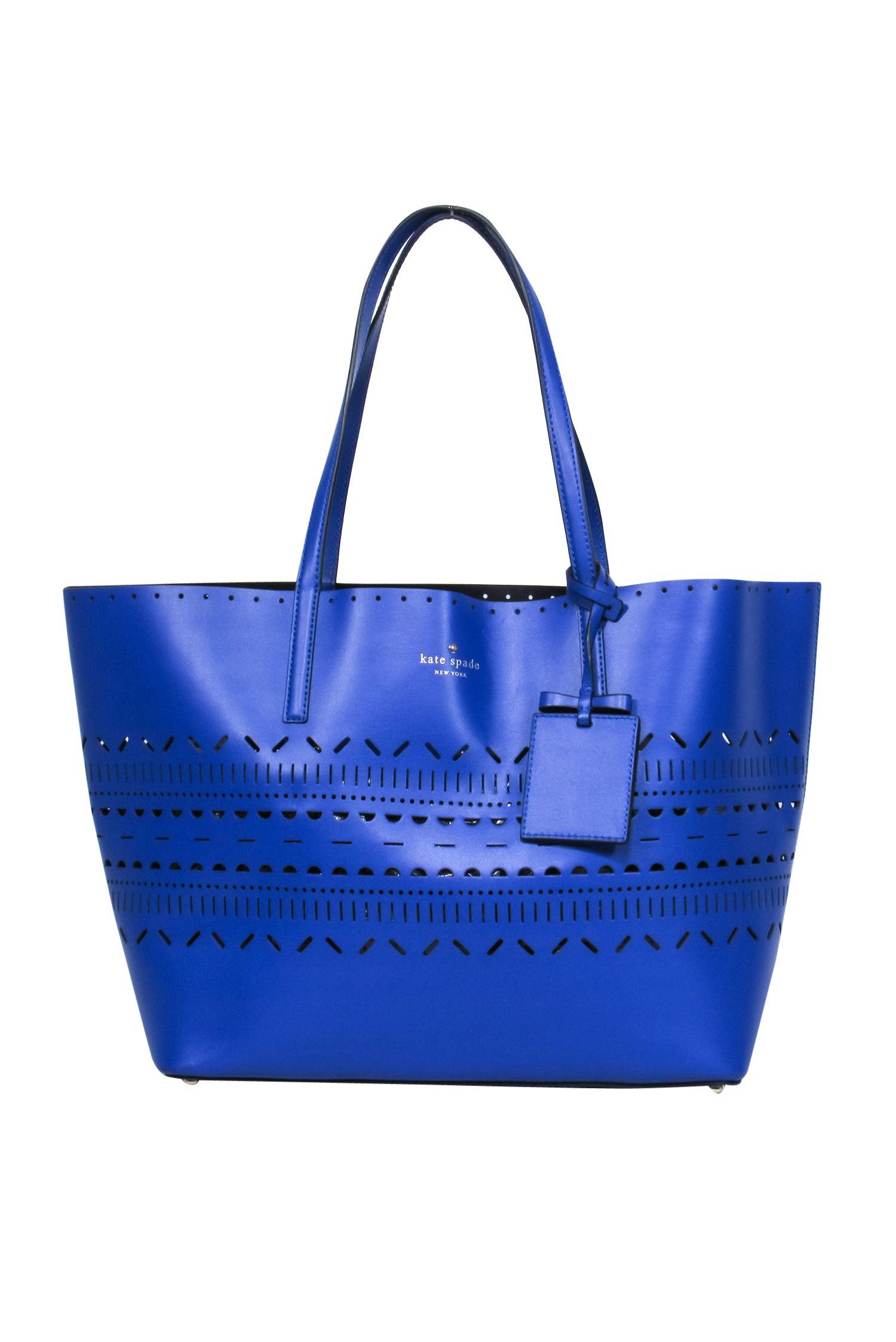 Kate Spade Indigo Large Tote with Stunning Lasercut Design