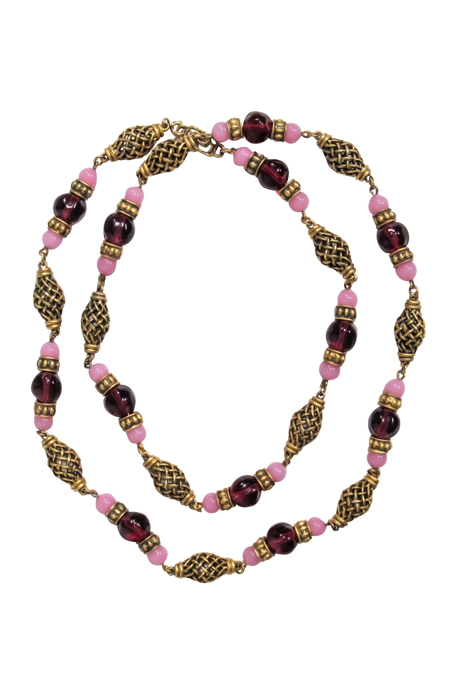 Yves Saint Laurent - Enchanting Purple & Pink Glass Beads Chain Necklace