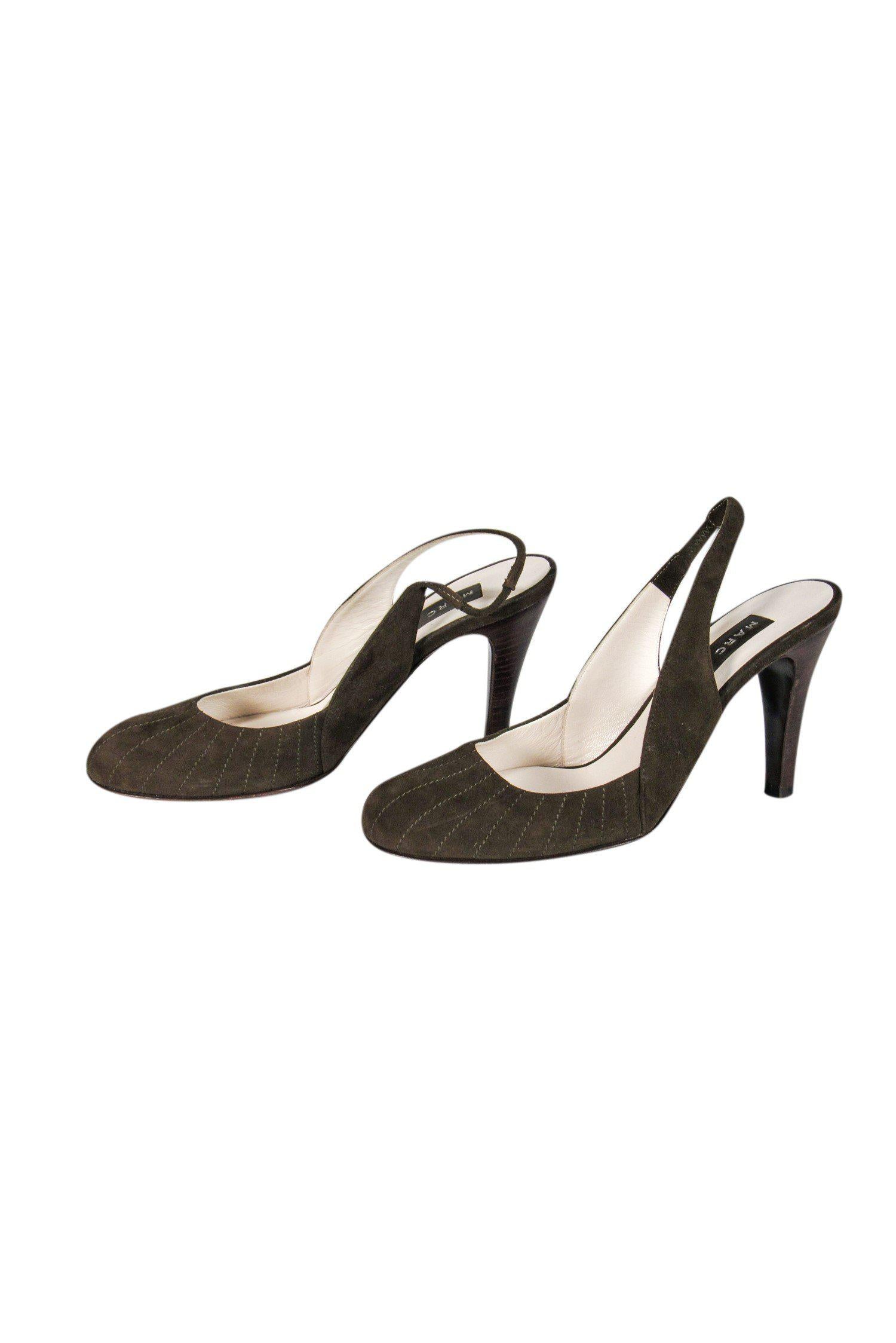Marc Jacobs Brown Suede Slingback Stitched Heels - Size 6