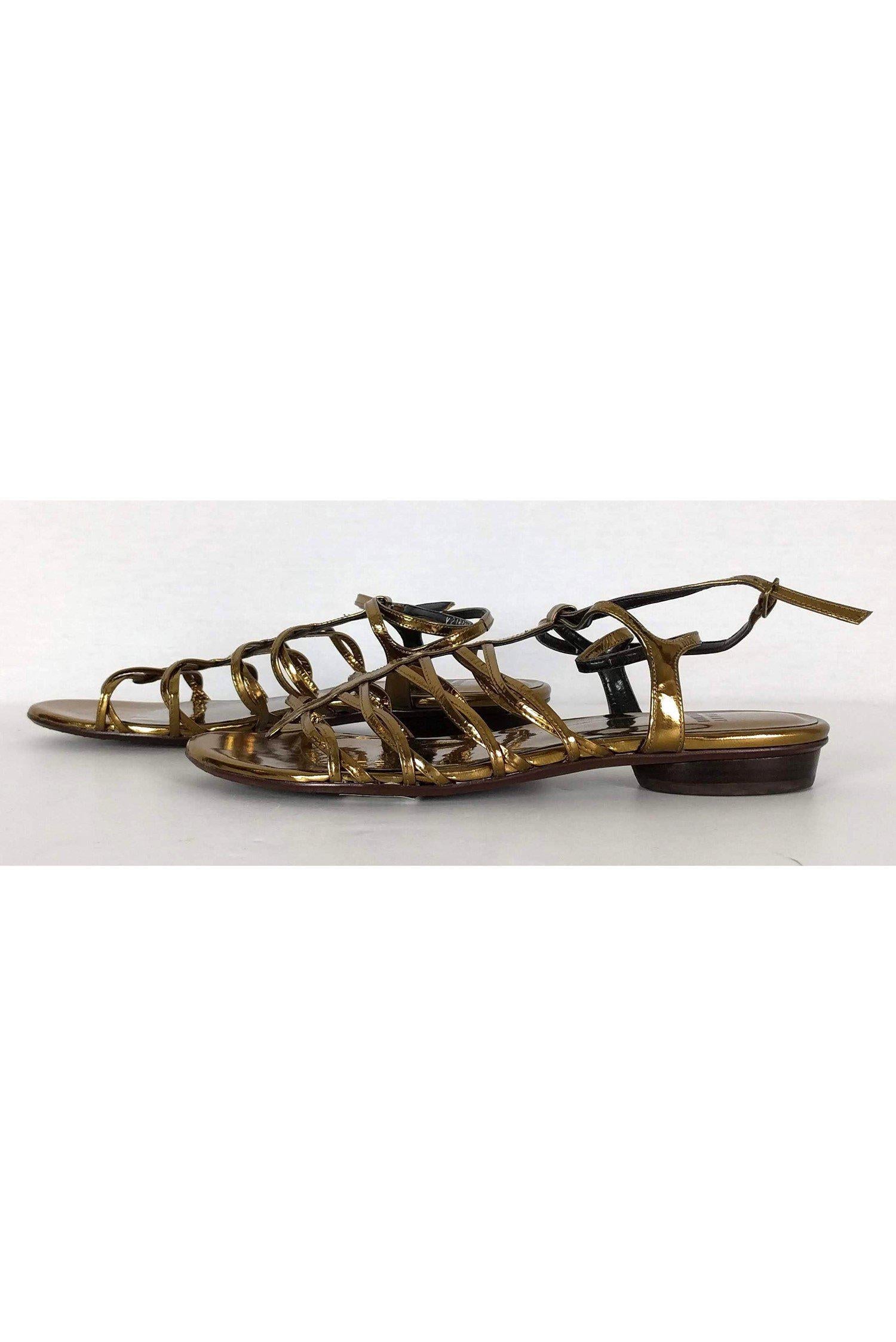 Stuart Weitzman's Stunning Dark Gold Gladiator Sandals - Size 9.5