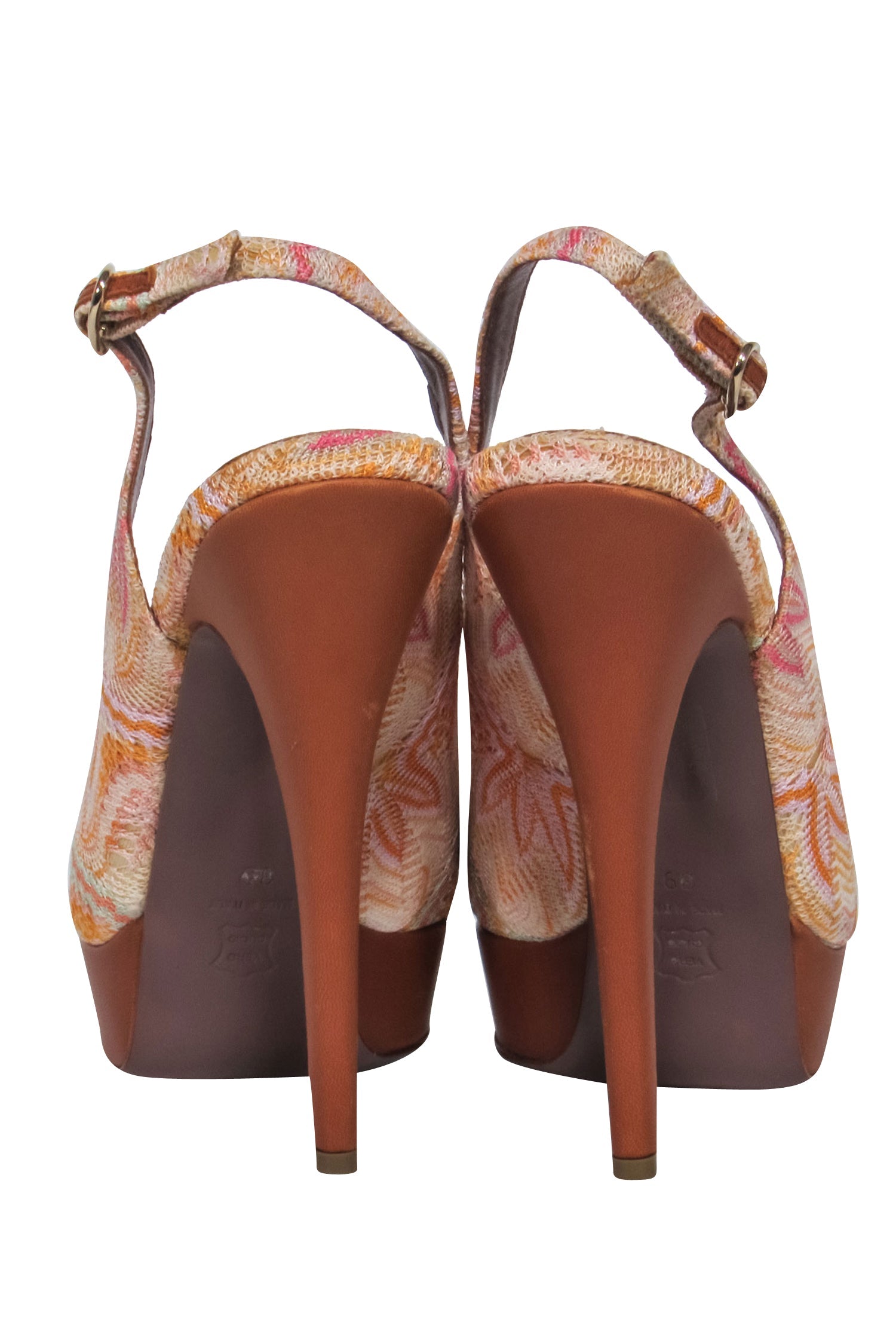 Missoni's Stunning Orange & Pink Print Peep Toe Pumps - Size 9
