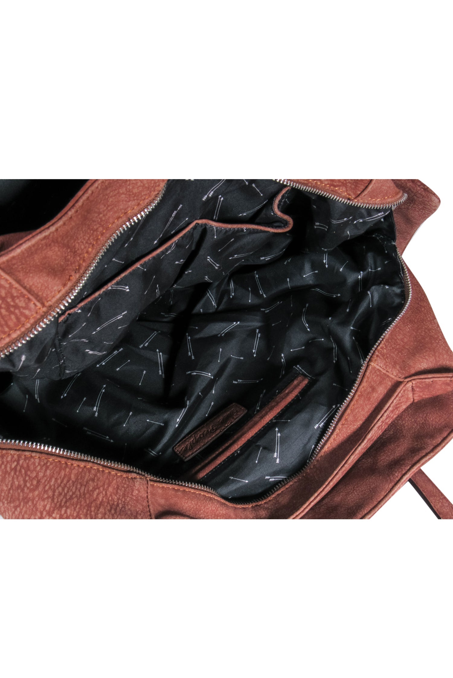 Free People Rusty Brown Faux Suede Large Tote Bag with Detachable Pouch - A Fashionable Must-Have!