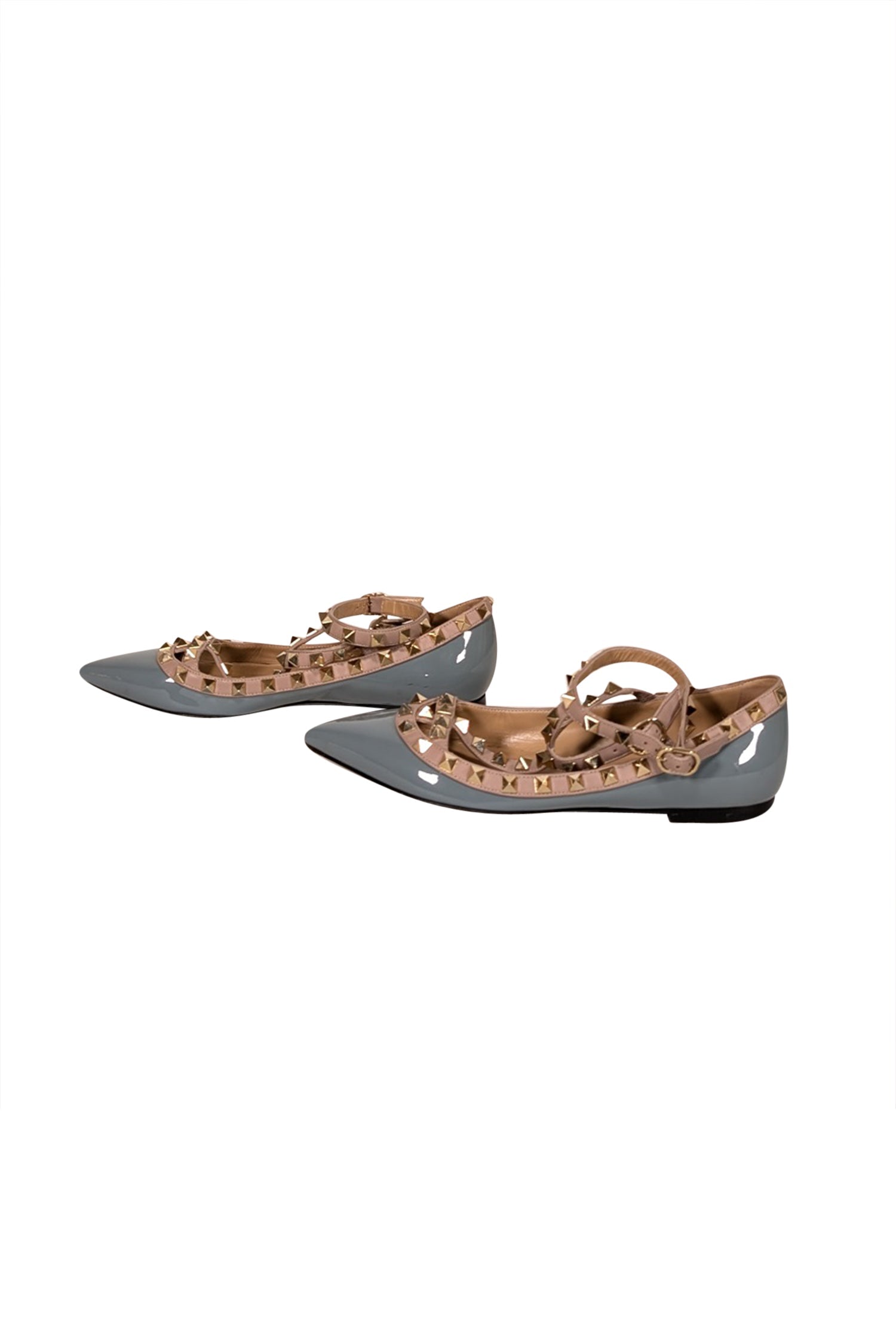 Valentino Powder Blue Patent Studded Flats - Size 6.5: A Luxury Must-Have!