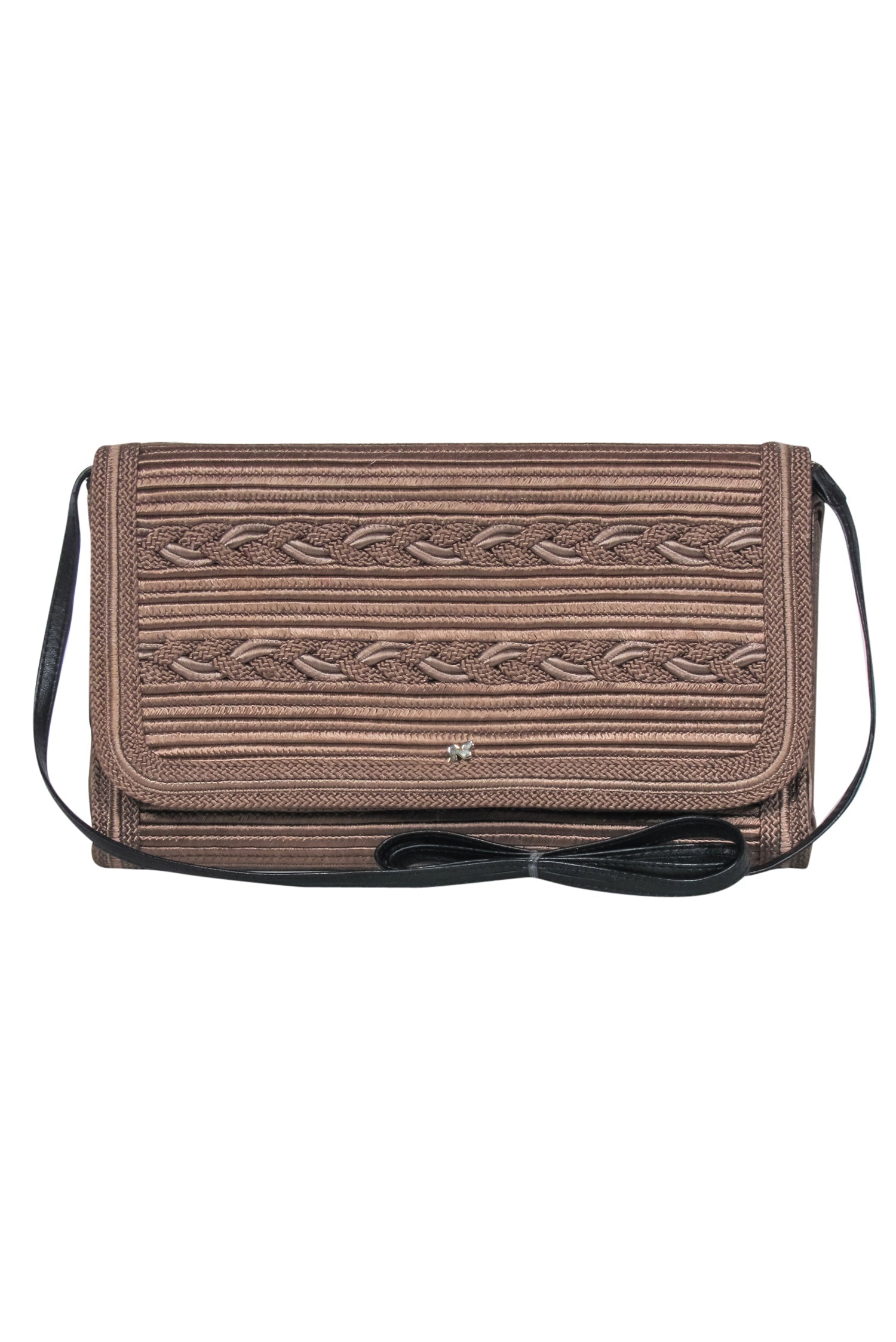 Nina Ricci's Glamorous Bronze Braided Fold-Over Crossbody Bag with Leather Strap