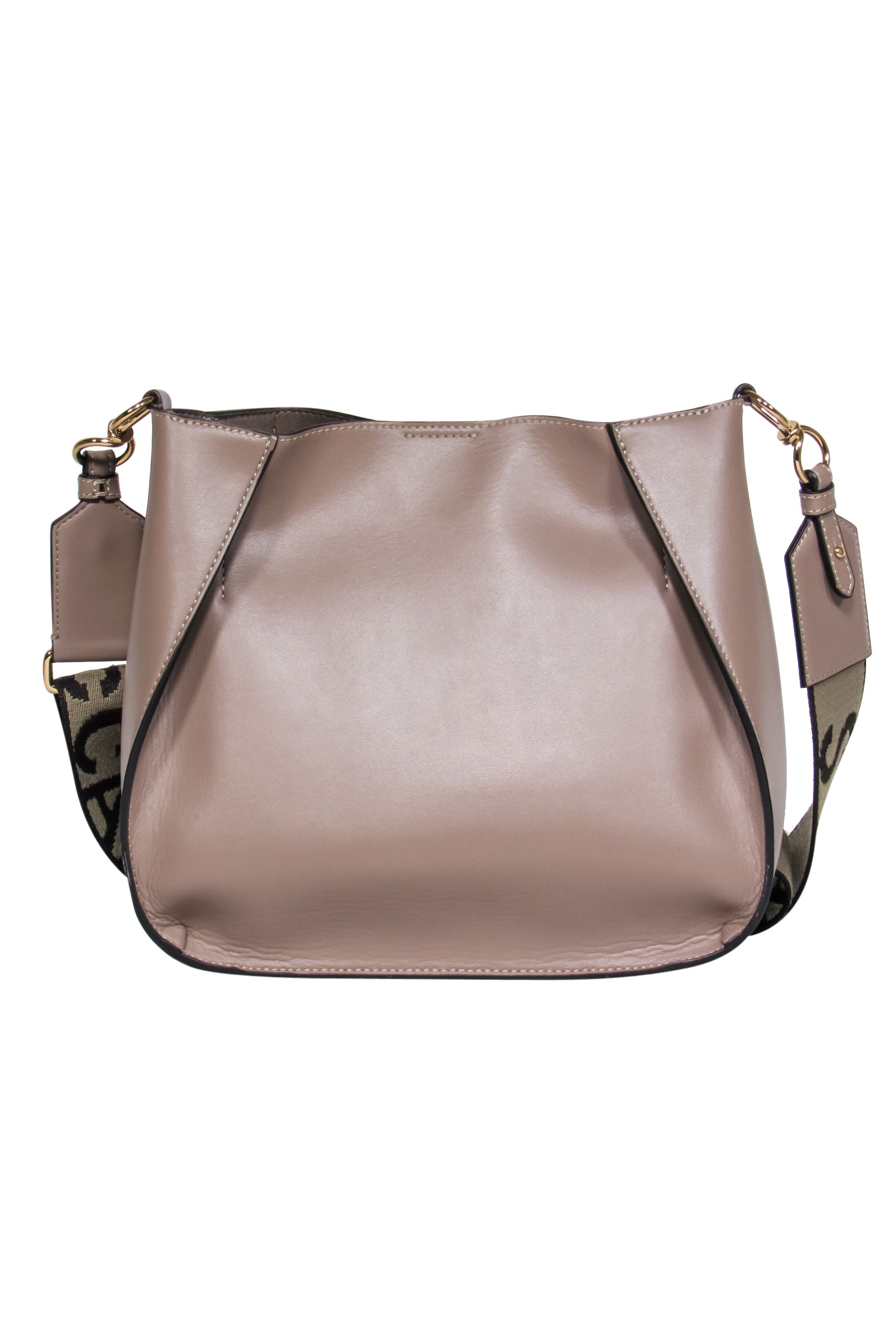 Stella McCartney Taupe Leather Crossbody Bag with Stunning Laser - Cut Logo