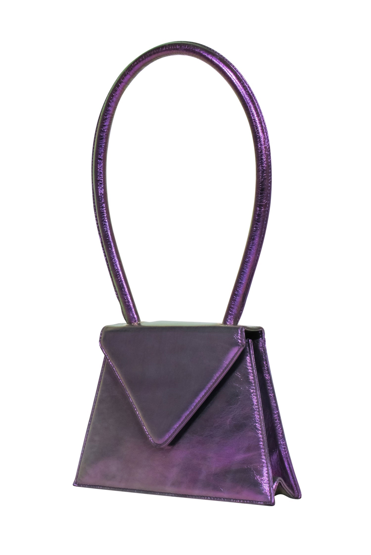 Amelie Pichard Purple Metallic Fold - Over Triangle Handbag: A Fashion Statement