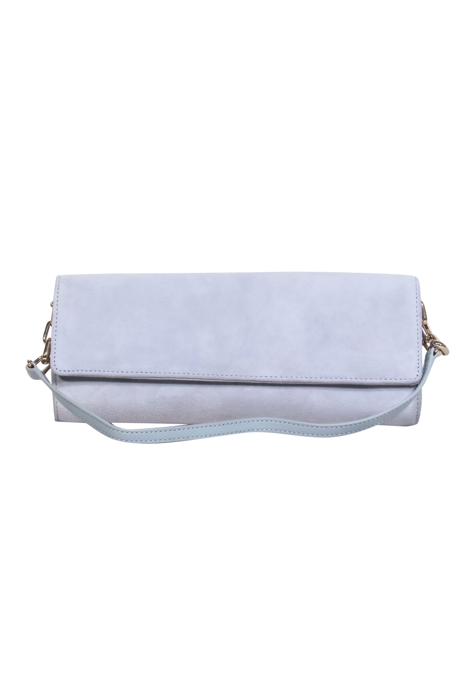 Hobbs - Stylish Light Gray Suede Convertible Clutch & Shoulder Bag