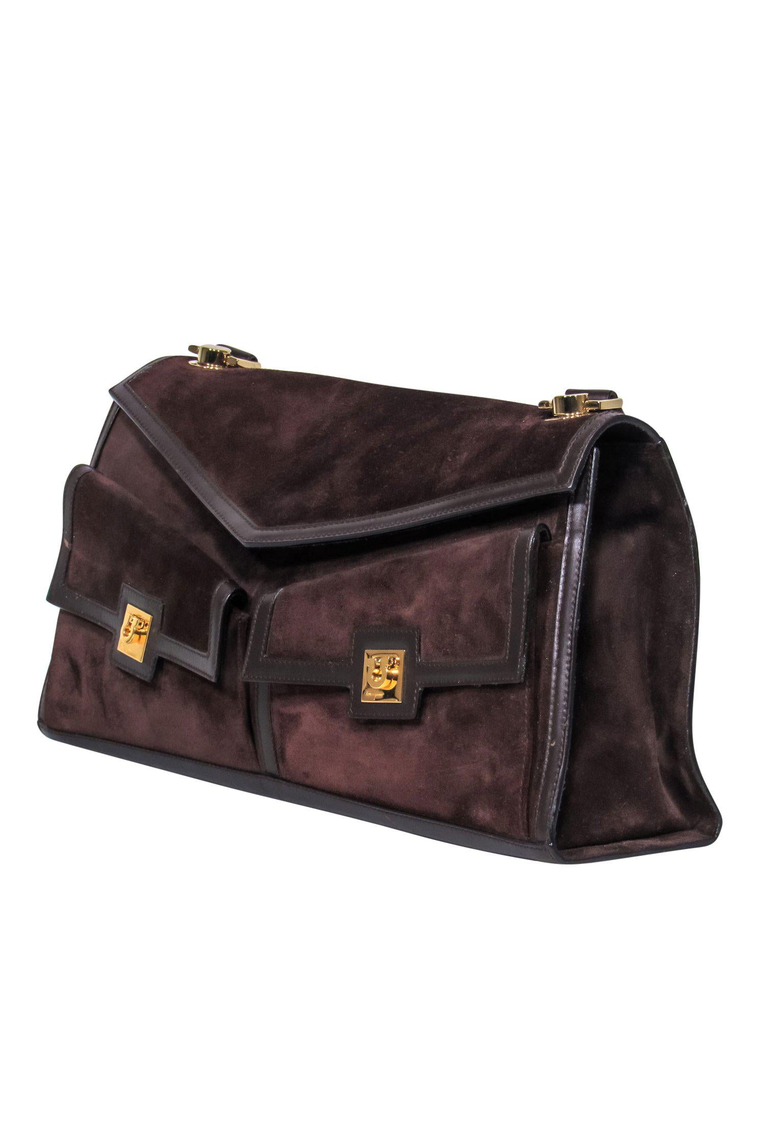 Ferragamo Vintage Brown Suede Rectangular Handbag: A Timeless Classic