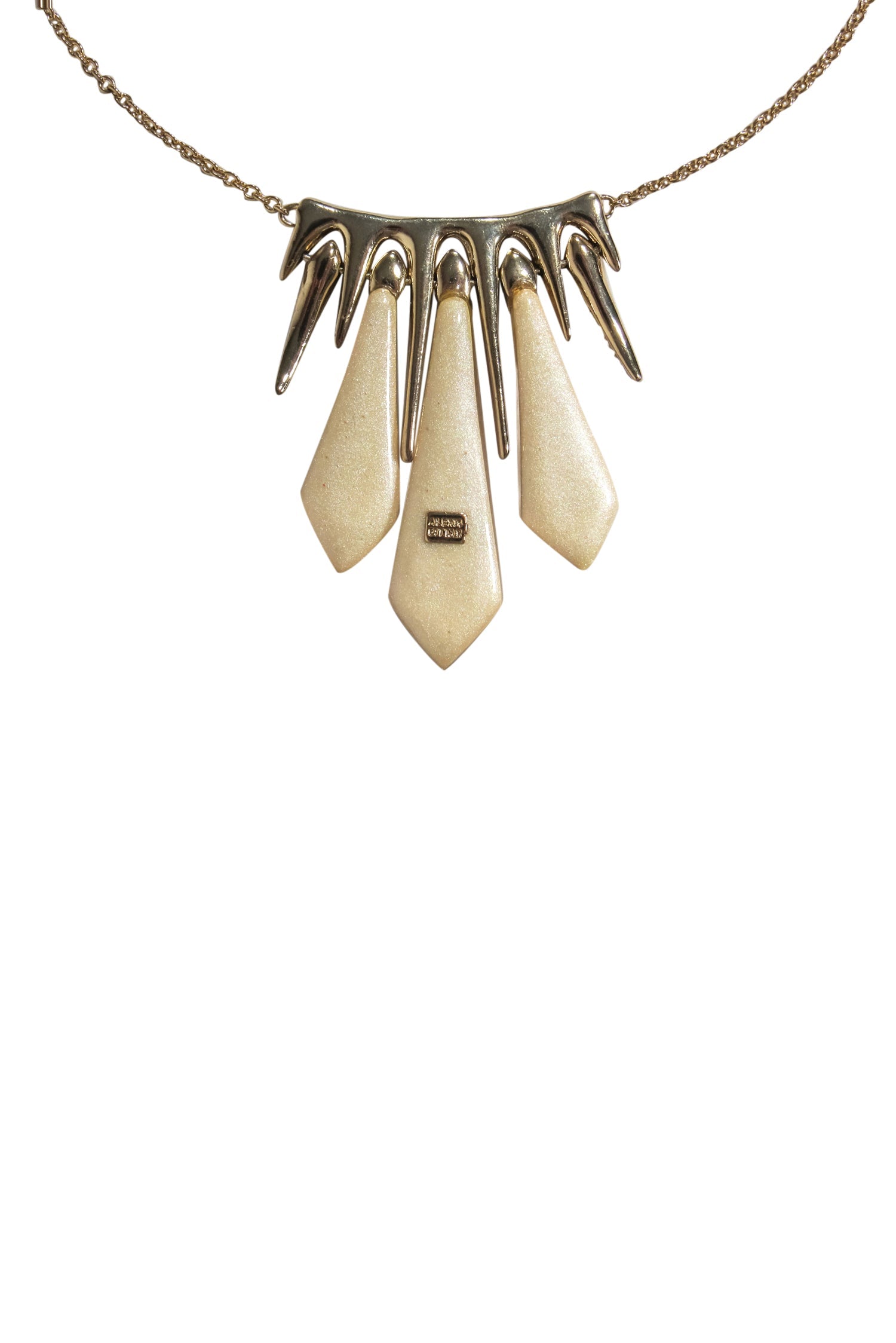 Alexis Bittar - Stunning Golden Pointed Tine Bar Necklace with Spear Crystals