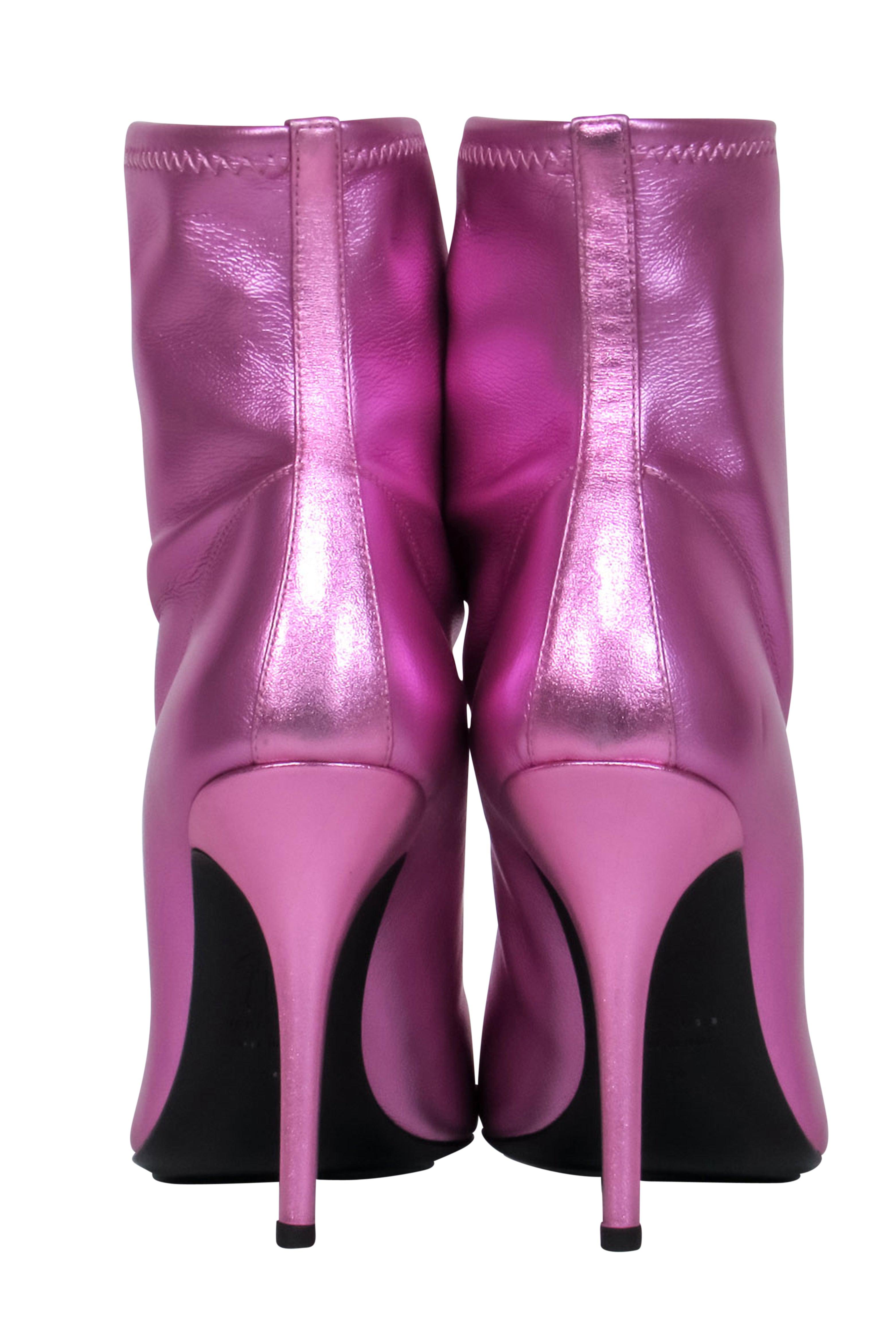 Giuseppe Zanotti - Stunning Metallic Pink Pointed Toe Booties, Size 9