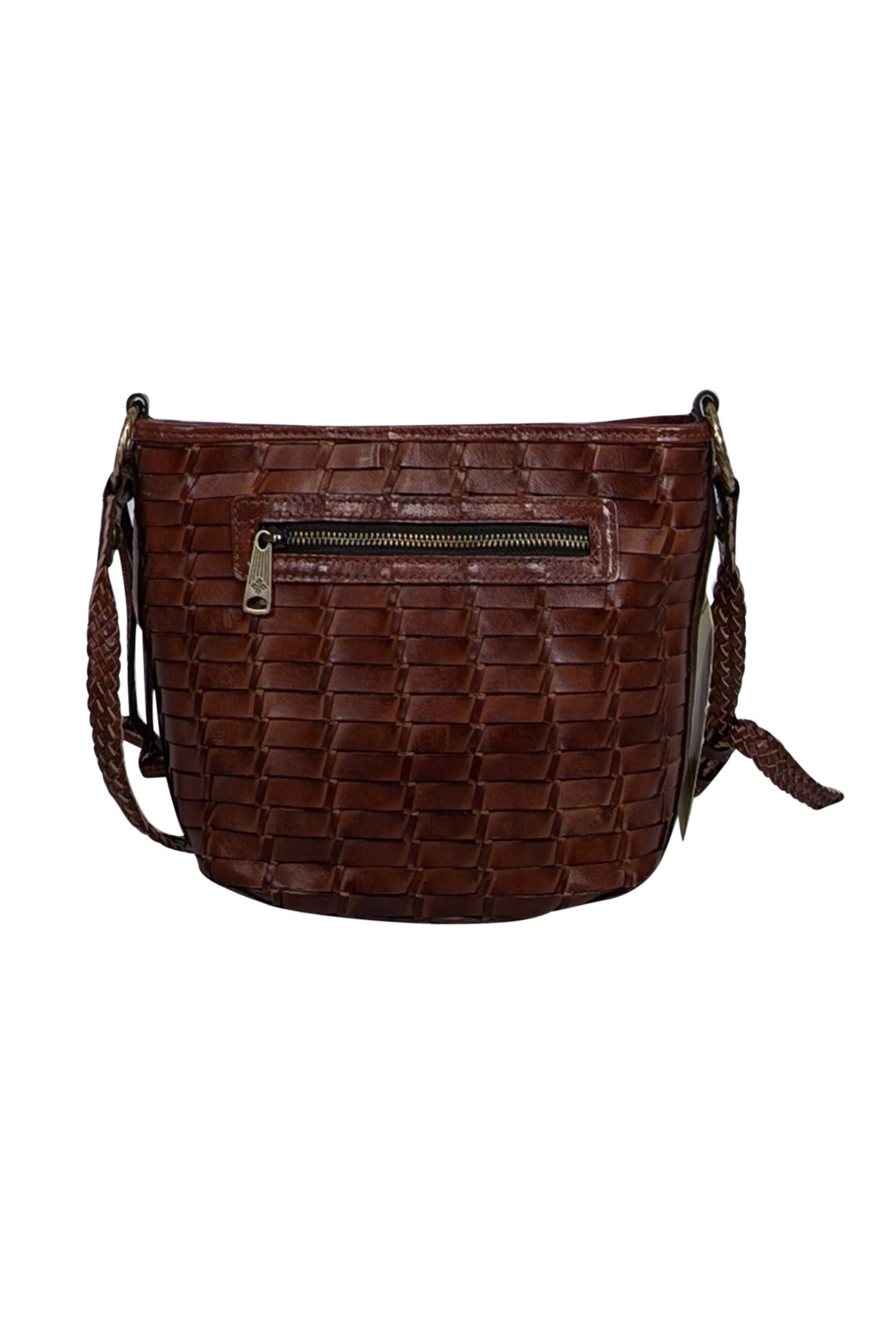 Patricia Nash - Stunning Cognac Leather Woven Crossbody Bag