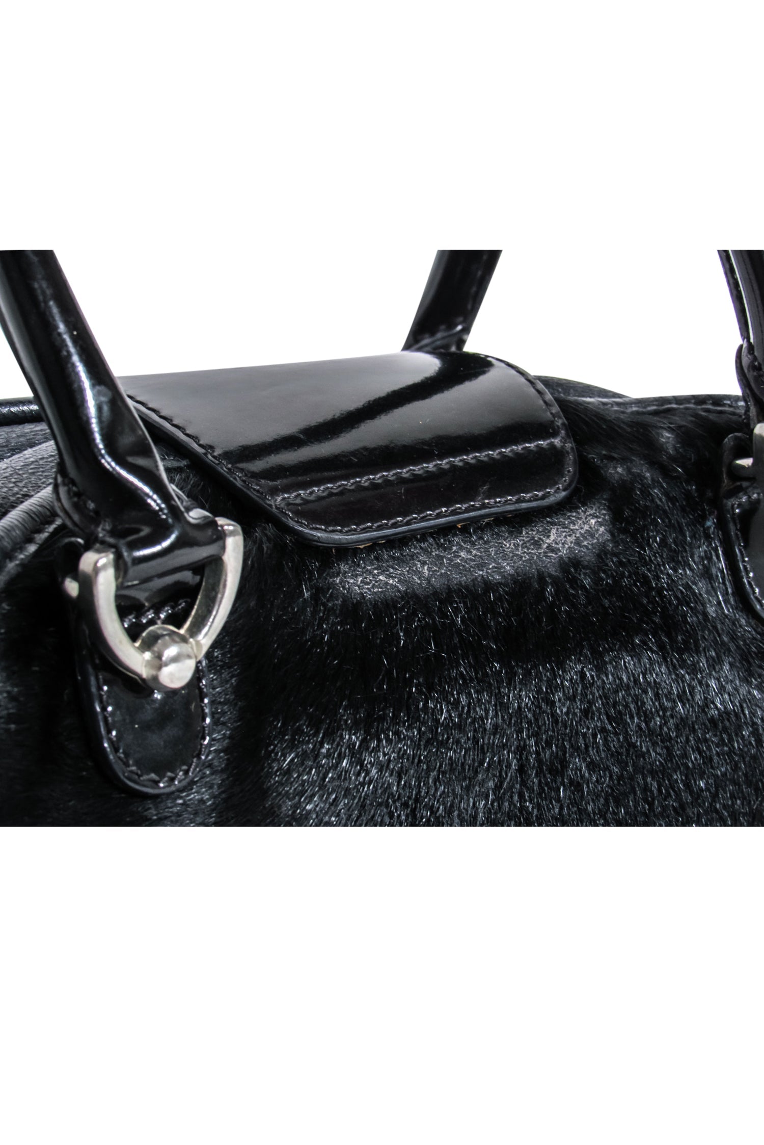 Dolce & Gabbana Black Calf Hair Textured Handbag - A Y2K Fashion Statement