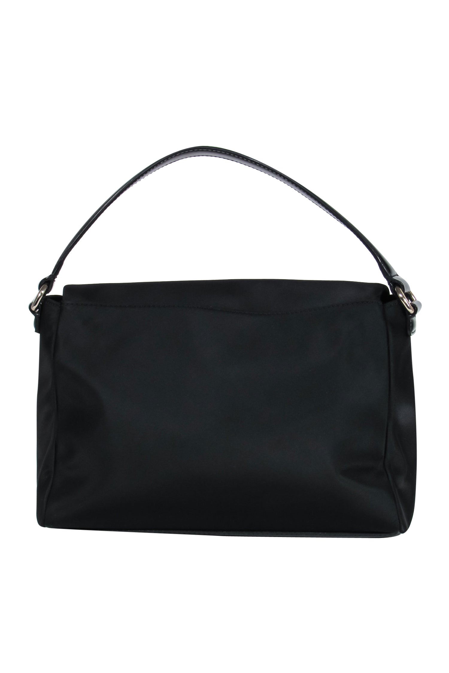 Kate Spade's Stylish Black Nylon & Patent Leather Flap Shoulder Bag
