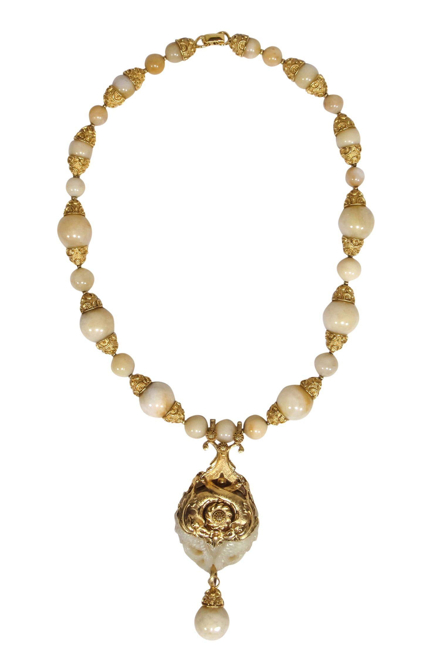 Jose & Maria Barrera - Stunning Gold-Toned Bauble Necklace with Bird Pendant
