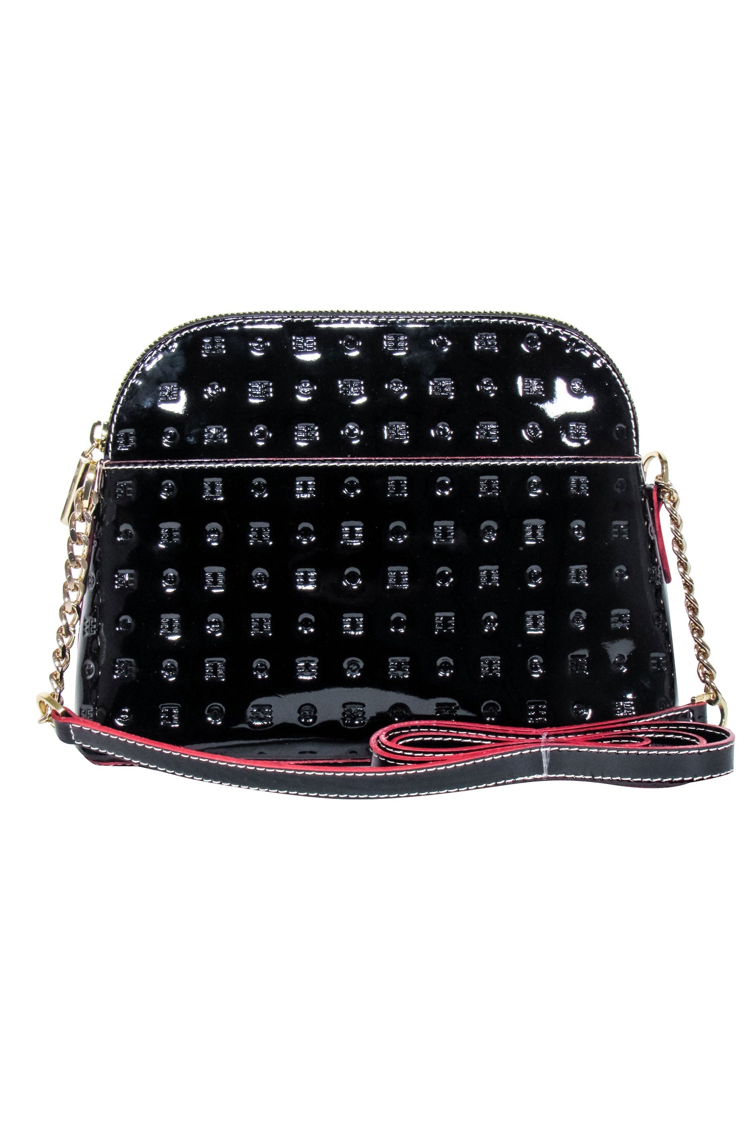 Arcadia - Stunning Black Logo Embossed Patent Leather Crossbody